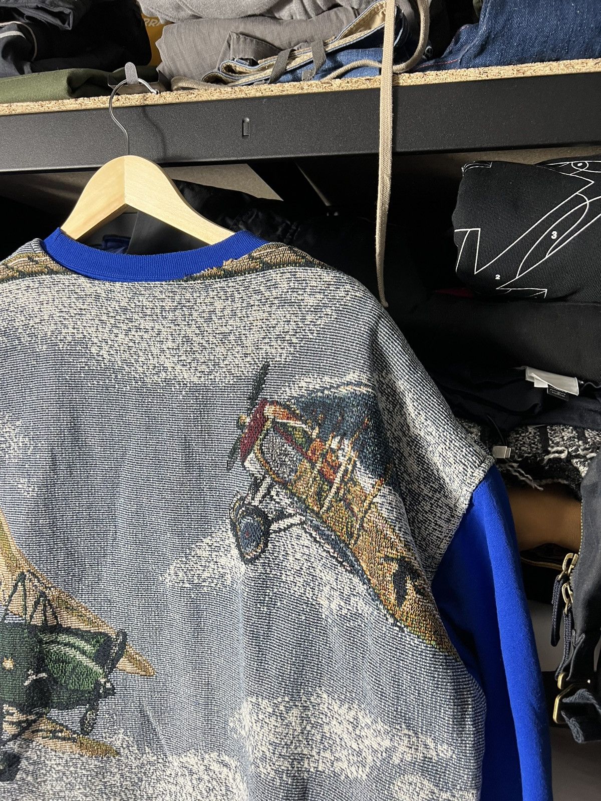 Japanese Brand Custom Handmade Vintage Aviation Tapestry Sweatshirt XL 🛩️💥 Size US XL / EU 56 / 4 - 8 Thumbnail