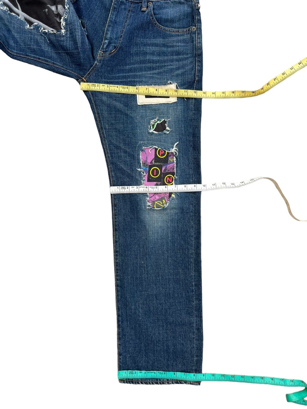 Vintage ALLY & DIA Japan Ripped Patchwork Rivets Denim Size US 31 - 4 Thumbnail