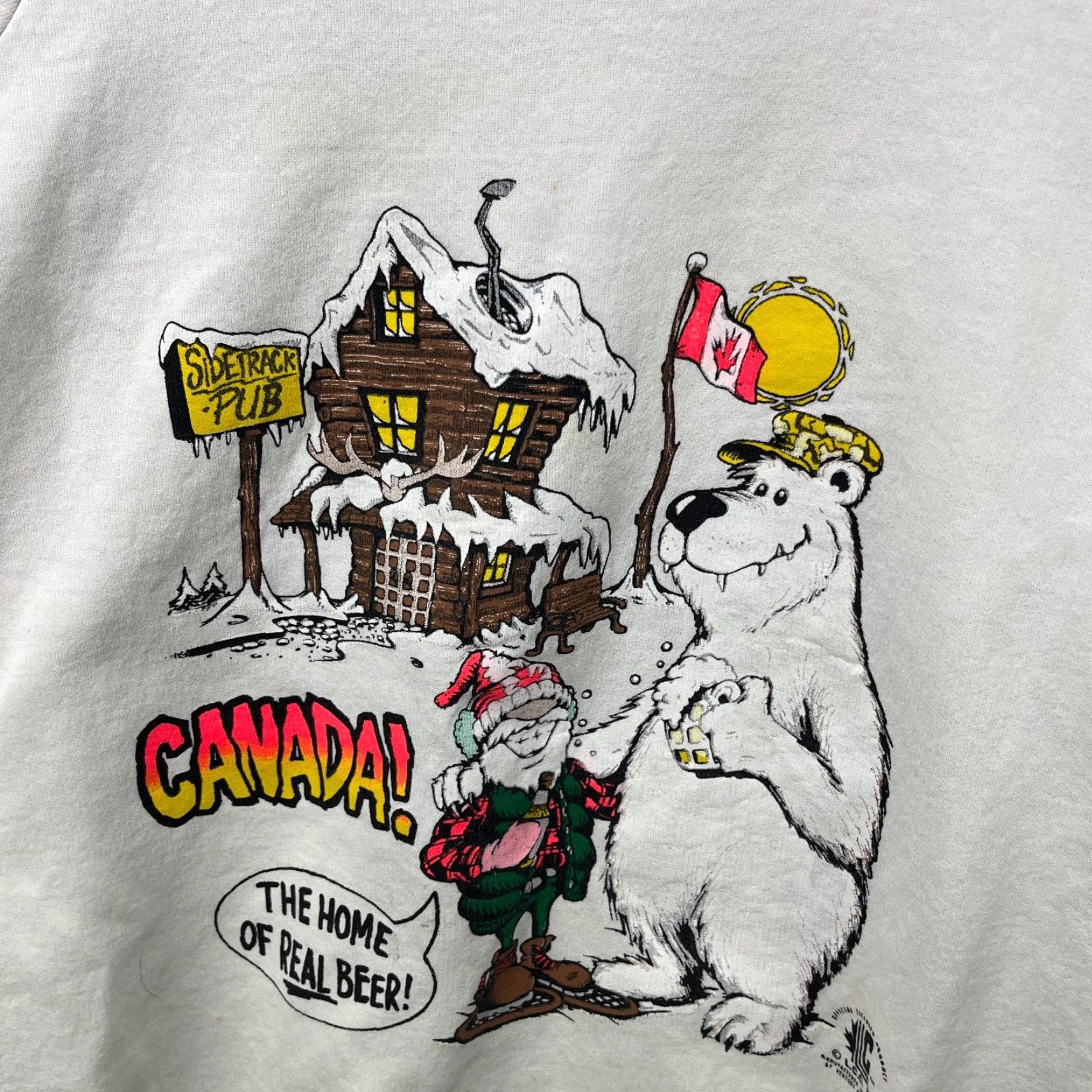 Vintage VINTAGE 80s Canada Polar Bear Beer Raglan Sweatshirt Men XL White Pullover Sweatshirt Beautiful Art Casual Mens Size US XL / EU 56 / 4 - 3 Thumbnail