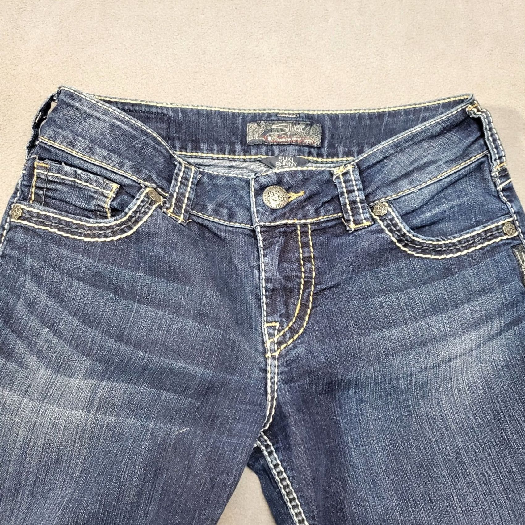 Silver Jeans Co. Silver Jeans Womens Suki 28x29.5 Dark Wash Denim Skinny Jegging Size 28" / US 6 / IT 42 - 4 Thumbnail