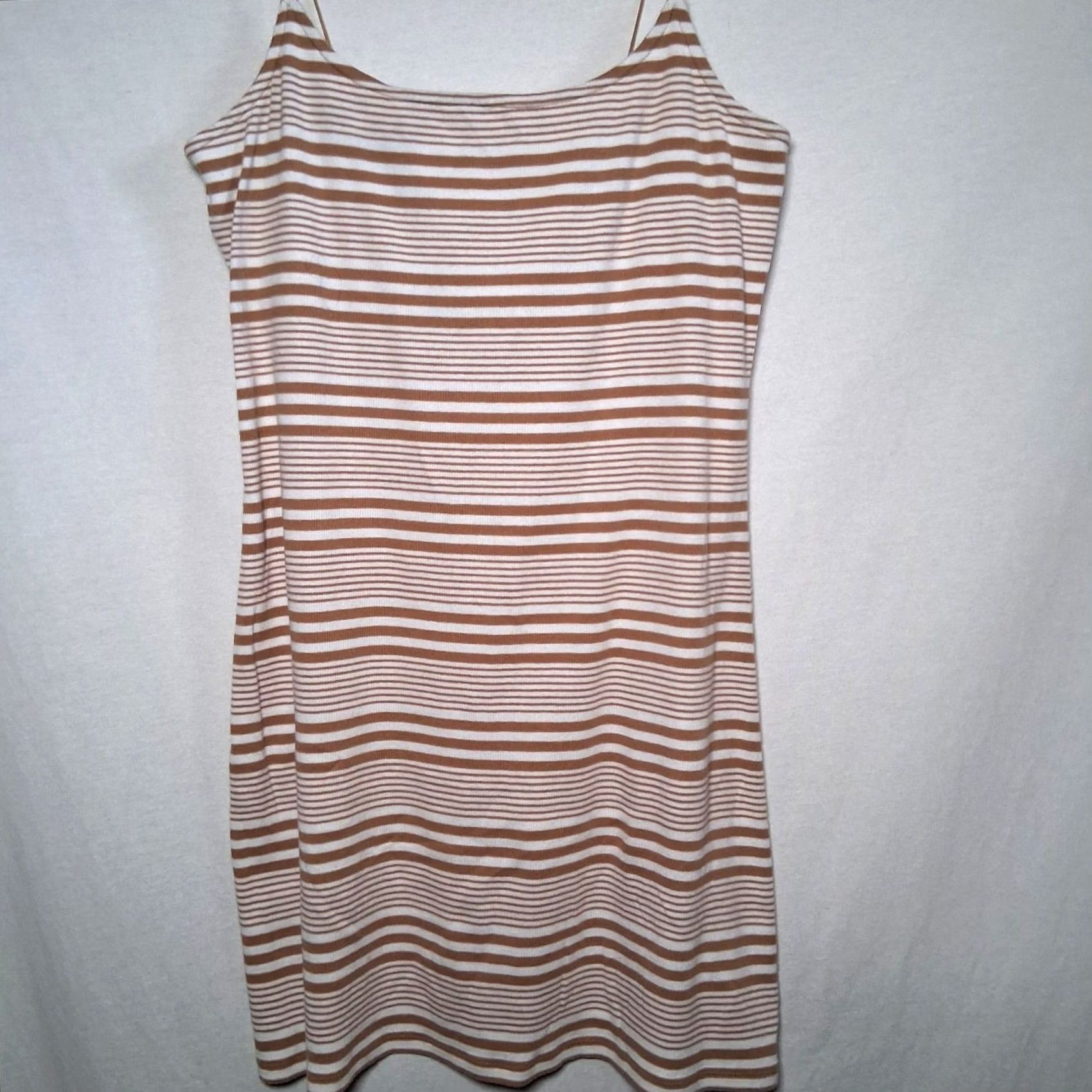 American Eagle Outfitters VINTAGE American Eagle Outfitters Tank Dress XL Ribbed Knit Sundress Spaghetti Strap Tan Striped Size XL / US 12-14 / IT 48-50 - 3 Thumbnail