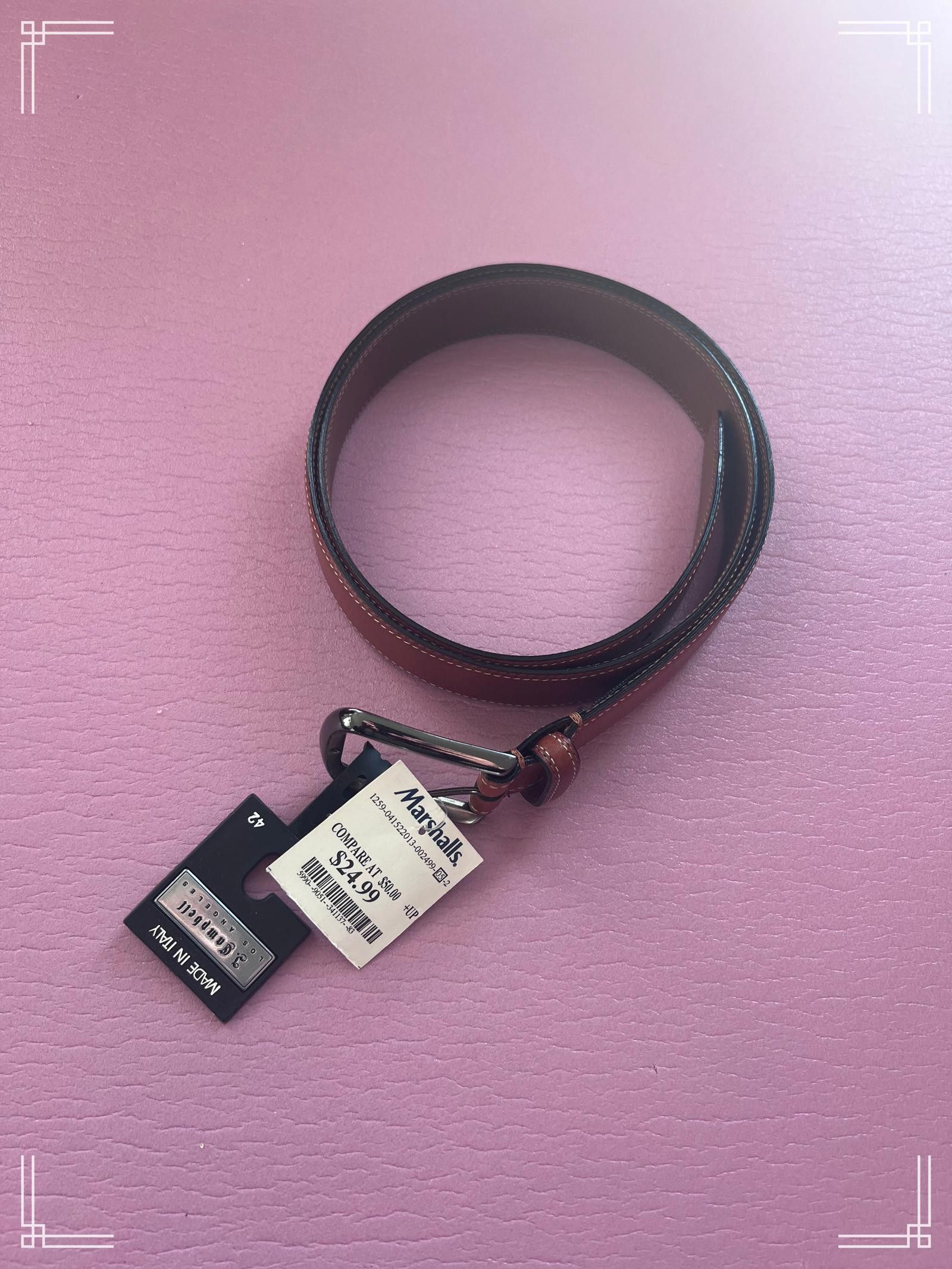 Designer Made in Italy Brown Leather Belt - Size 42 Size ONE SIZE - 1 Thumbnail