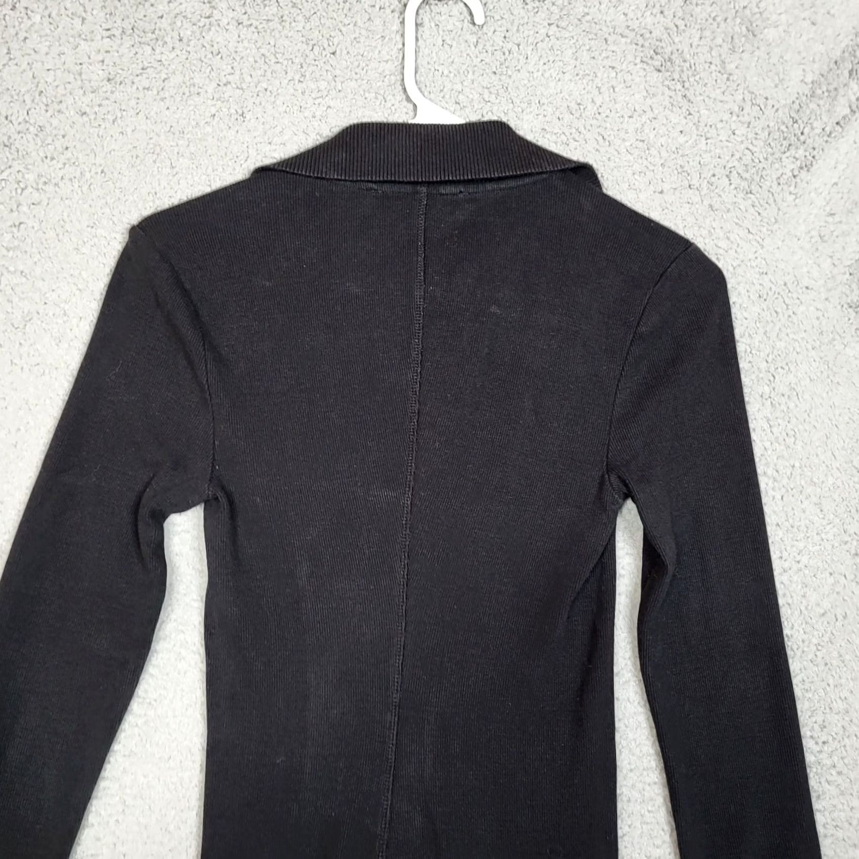 Vintage PAM & GELA Women's black Ribbed 1/4 button up long sleeve dress Size P Size S / US 4 / IT 40 - 6 Thumbnail