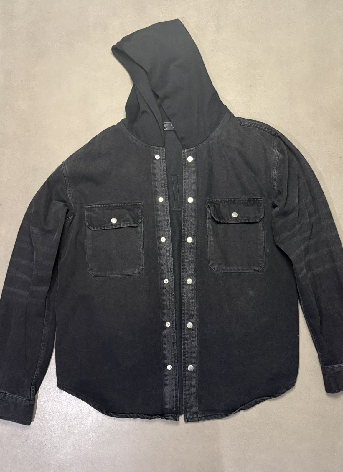 Amiri Amiri Denim Hooded Leather Logo Button Up Size US L / EU 52-54 / 3 - 1 Thumbnail