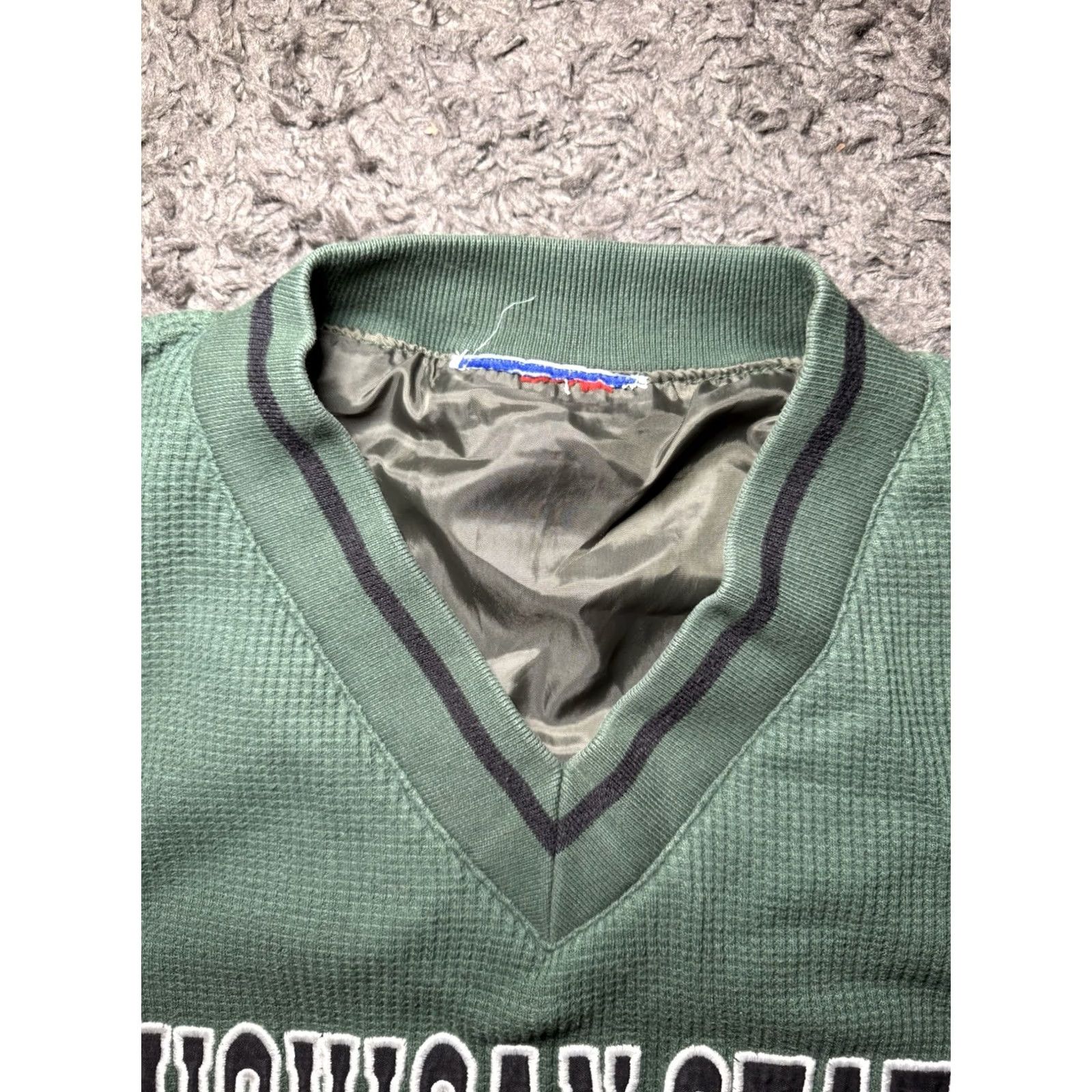 Logo Athletic VINTAGE Logo Athletic Michigan State MSU Logo V Neck 90s XL Green Thermal Windbreaker Sweatshirt Mens Size US XL / EU 56 / 4 - 3 Thumbnail