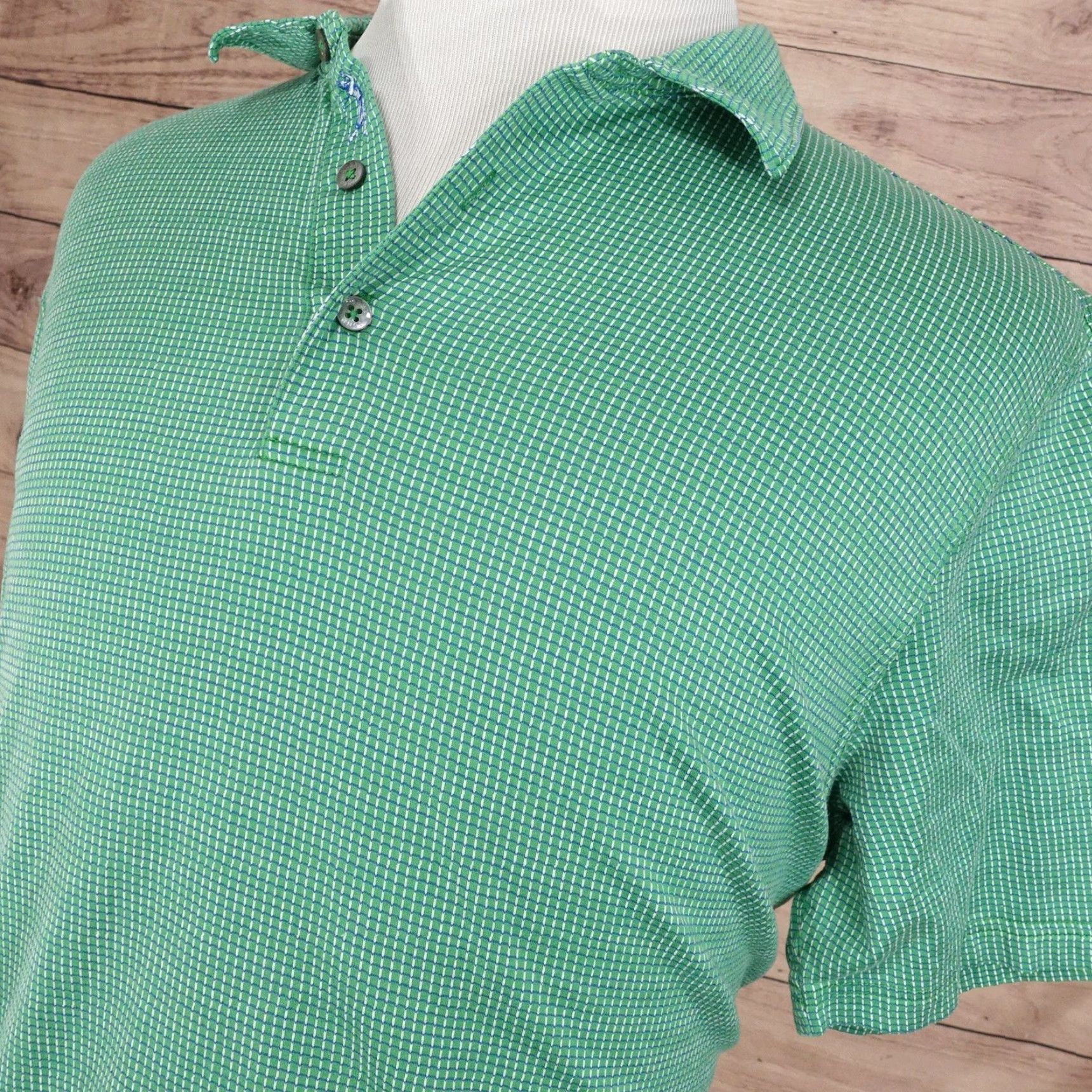 Vintage Bobby Jones Shirt Mens XL Green Check Cotton Short Sleeve Golf Performance Size US XL / EU 56 / 4 - 2 Thumbnail