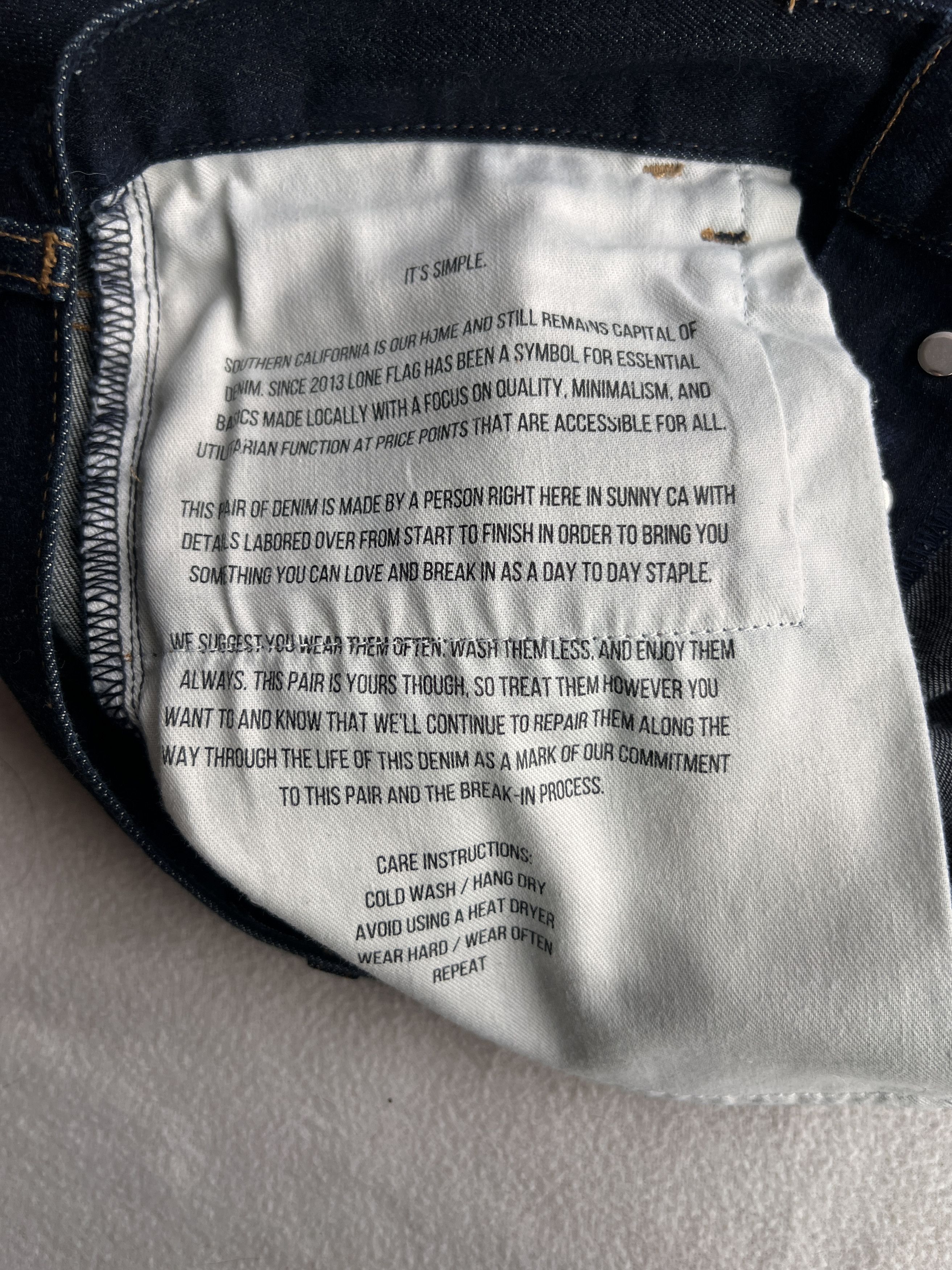 Lone Flag Lone Flag - Slim Taper Size 30 Raw Denim Size US 30 / EU 46 - 3 Thumbnail