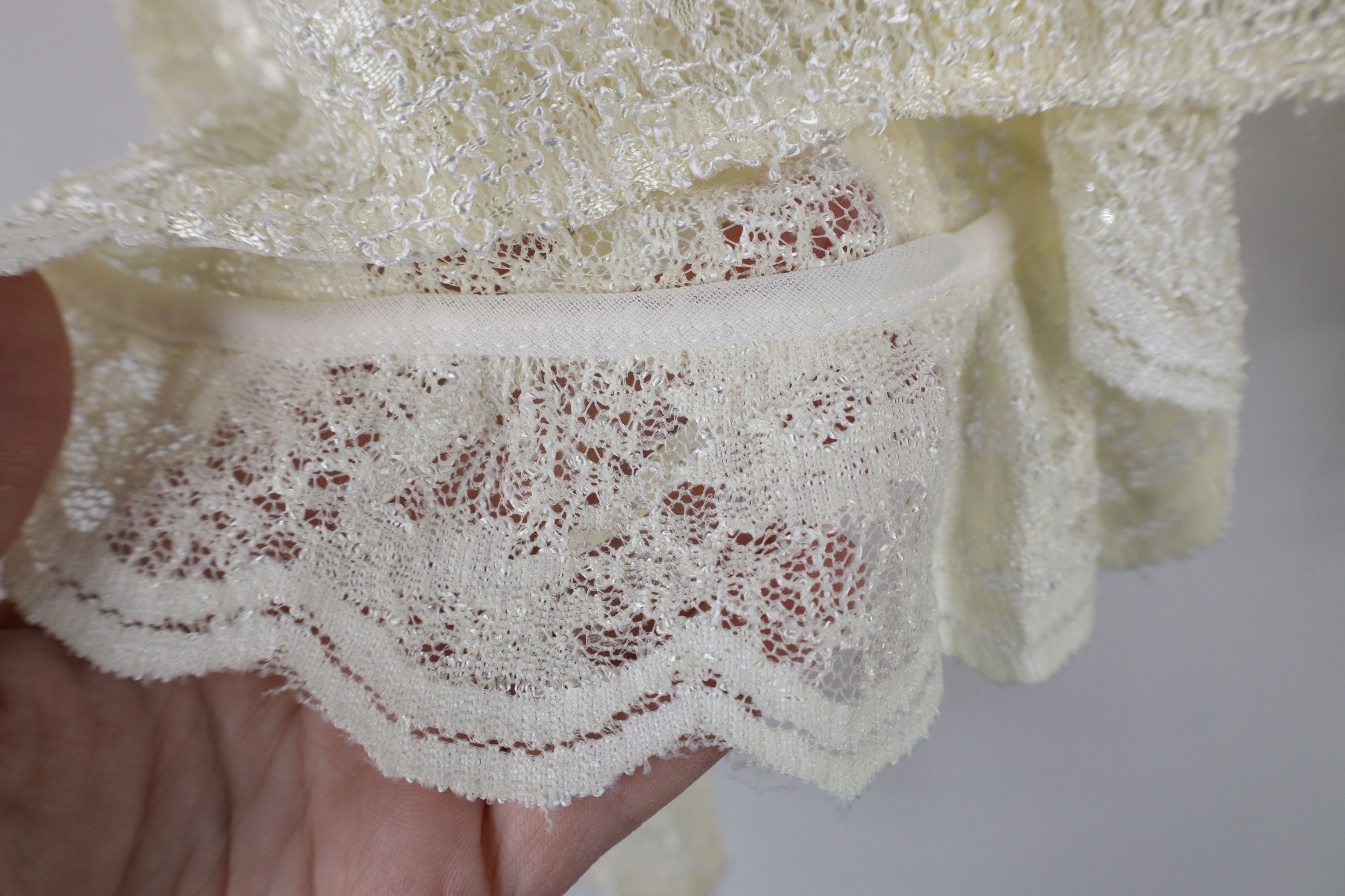 Vintage Vintage 90s Y2K Babydoll Lace Flower Open Front Jacket Top Size XL / US 12-14 / IT 48-50 - 9 Thumbnail