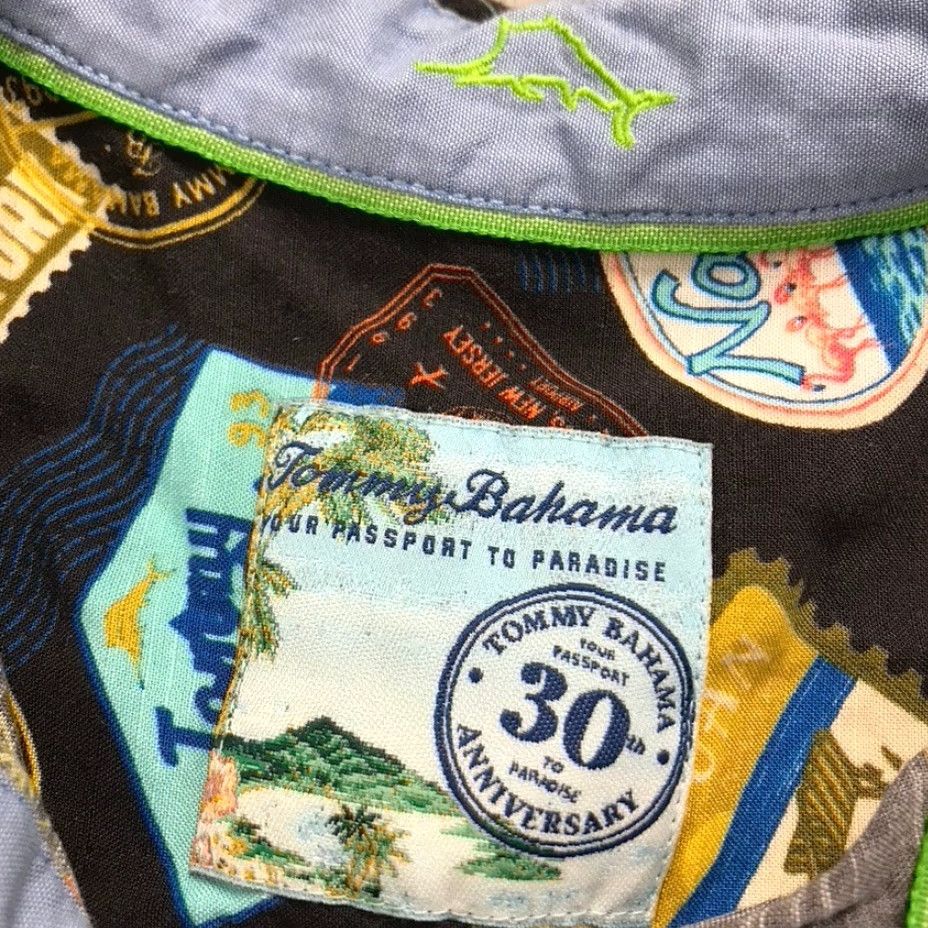 Tommy Bahama Tommy Bahama Shirt Mens Medium Black Passport Stamp Destination Camp Travel | Button-Up | Beach Theme | Casual Travel Shirt Mens M Black Size US M / EU 48-50 / 2 - 5 Thumbnail