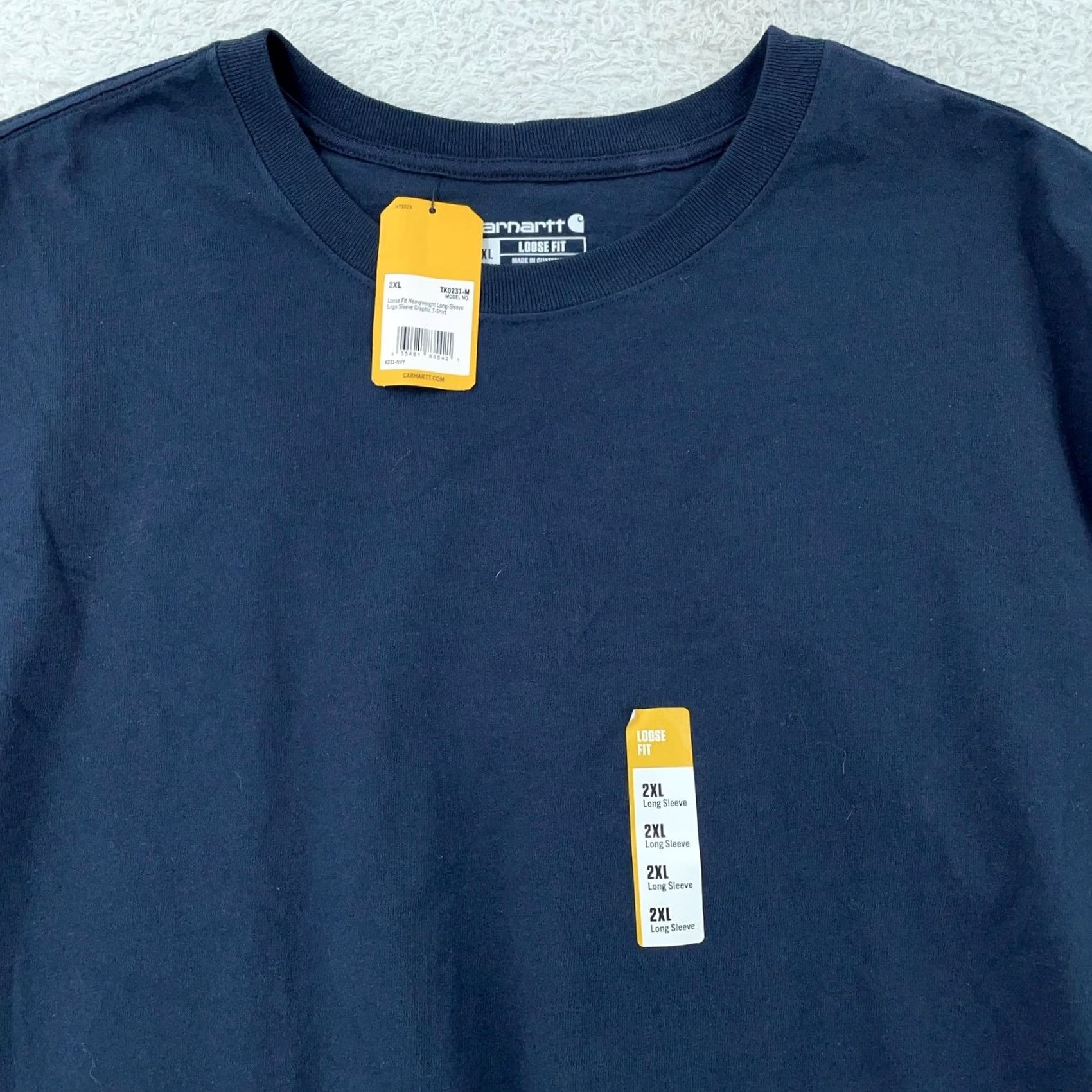 Carhartt Carhartt Shirt Mens 2XL Navy Loose Fit Heavyweight Long Sleeve Crew Neck K231 NVY Size US XXL / EU 58 / 5 - 2 Thumbnail