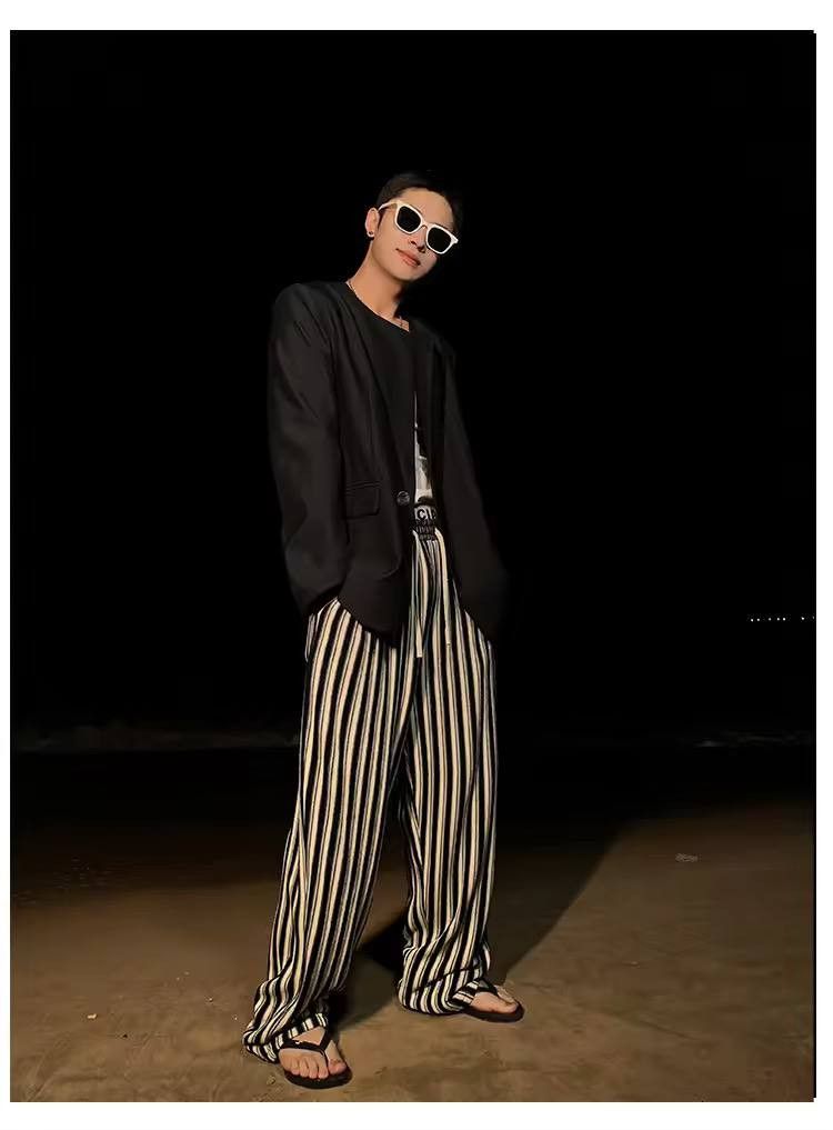 Japanese Brand × Vintage Comfortable casual pants with stripes Size US 34 / EU 50 - 1 Thumbnail