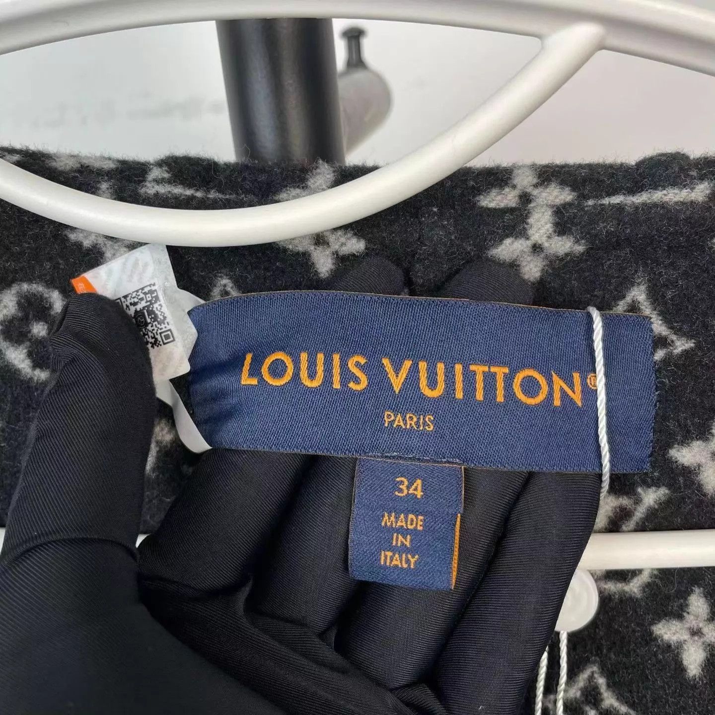 LV Monogram all over print black belted robe coat size 34