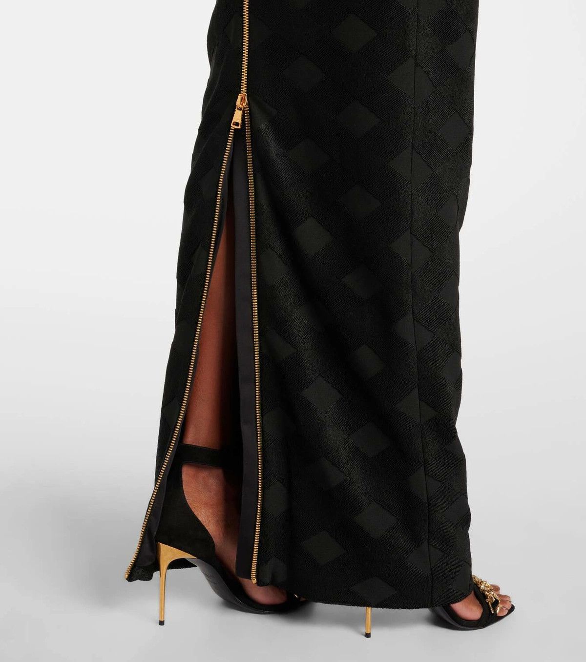 Balmain o1s1wg111025 Gingham Boucle Maxi Dress in Black Size S / US 4 / IT 40 - 6 Thumbnail