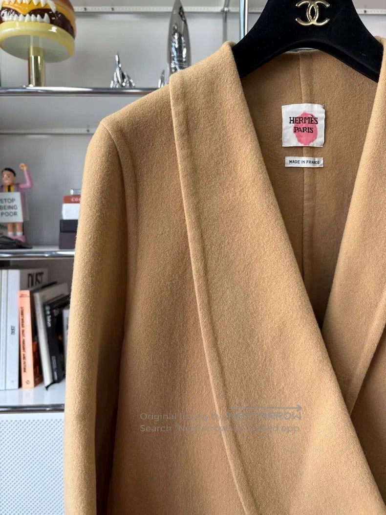 Hermes Hermes Brown lapel button double-sided cashmere overcoat, Size XS / US 0-2 / IT 36-38 - 9 Thumbnail