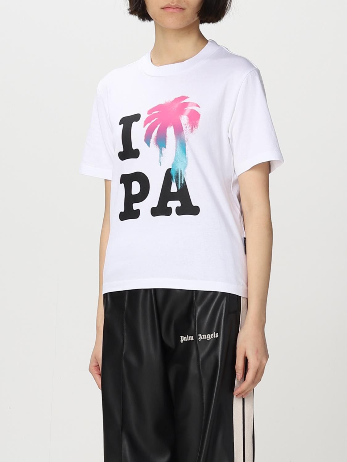 Palm Angels o1y1225 Logo Crewneck T-Shirt in White Size XS / US 0-2 / IT 36-38 - 4 Thumbnail