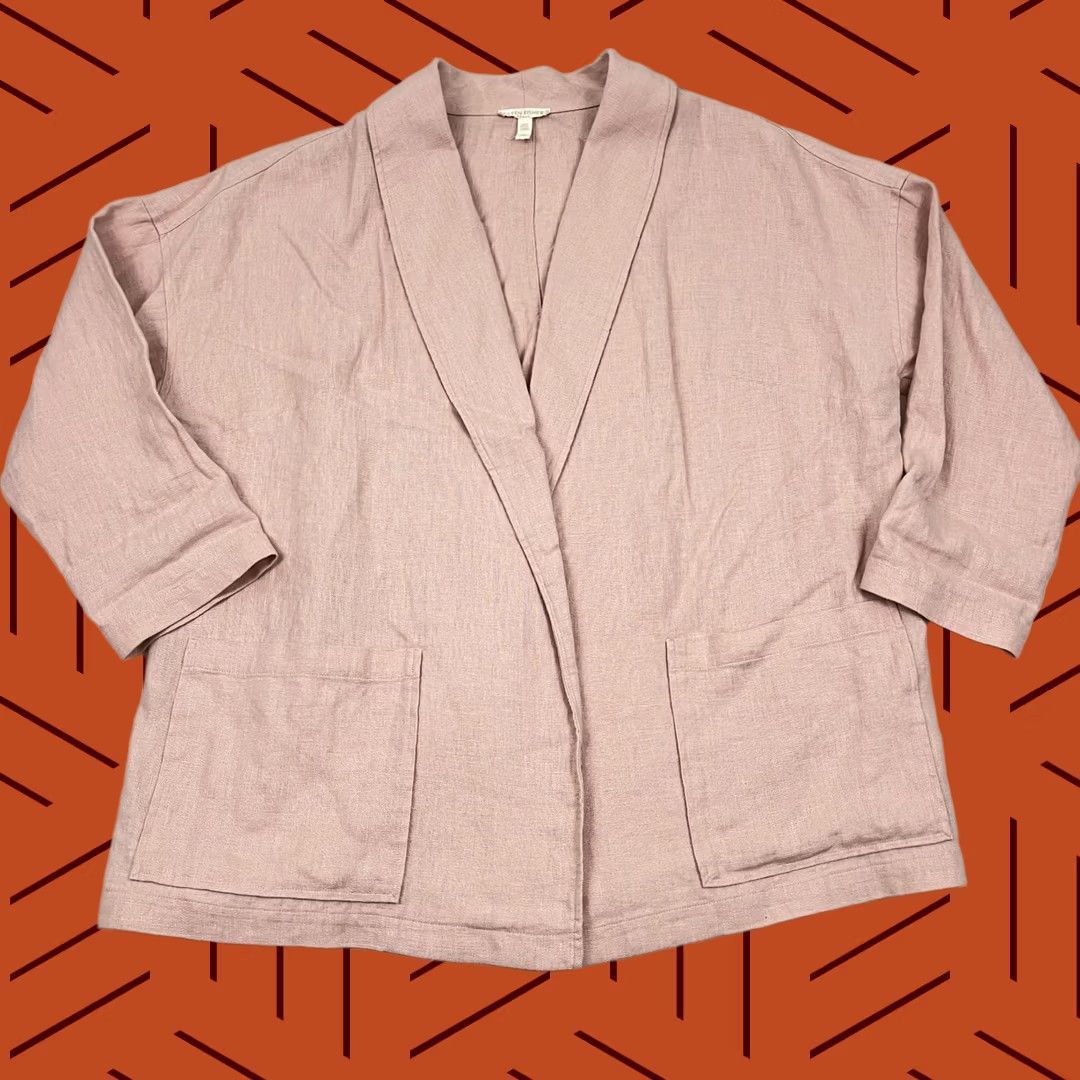 Eileen Fisher Eileen Fisher Jacket Womens 2X Pink Organic Linen Open Front Lagenlook Coastal Jacket Size XXL / US 16-18 / IT 52-54 - 1 Thumbnail