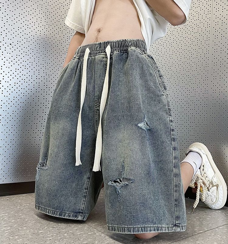 Japanese Brand × Jean Retro distressed washed denim shorts Size US 32 / EU 48 - 3 Thumbnail