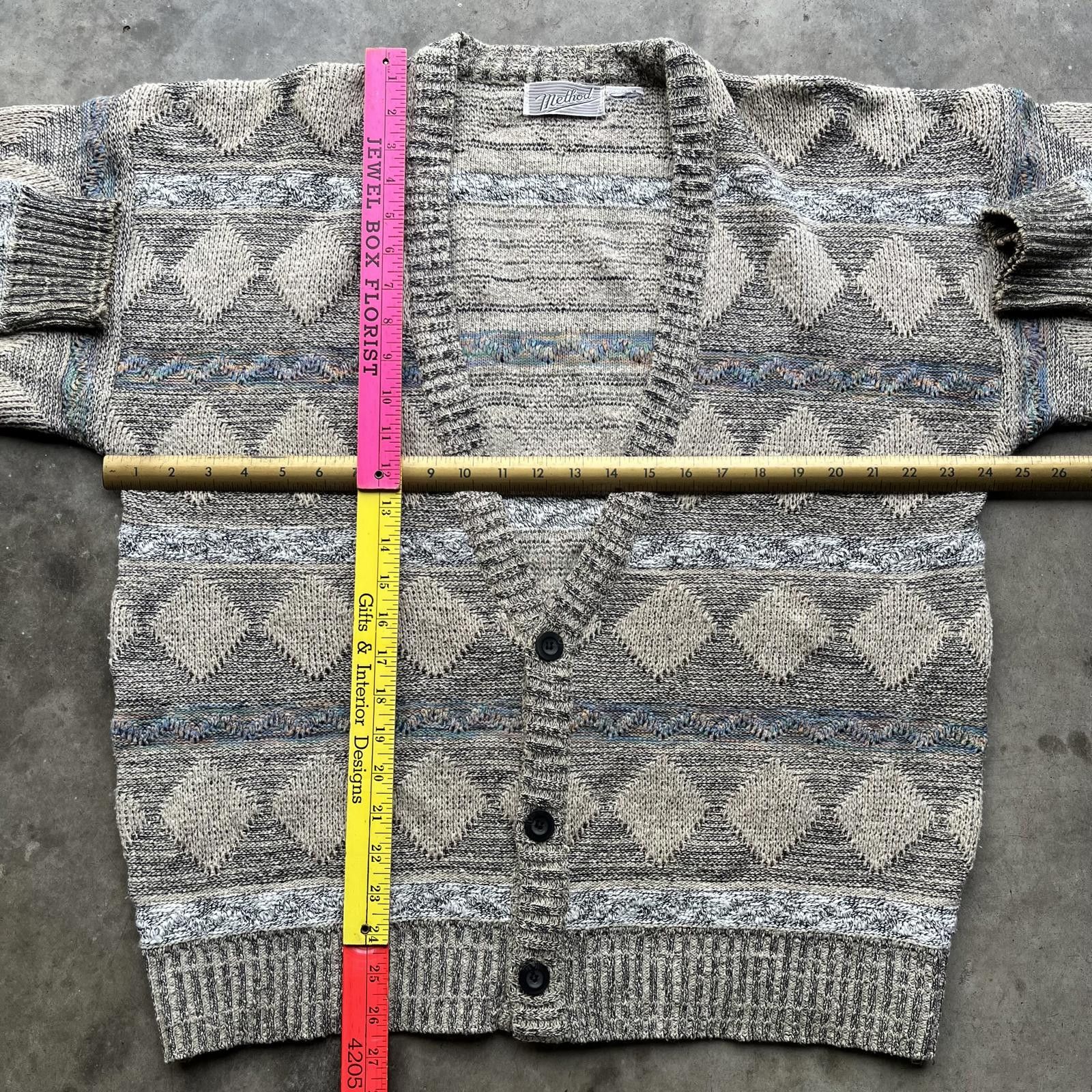 Method × Vintage Vintage 90s 3D Knit Coogi Style Grunge Sweater Cardigan Size US L / EU 52-54 / 3 - 4 Thumbnail