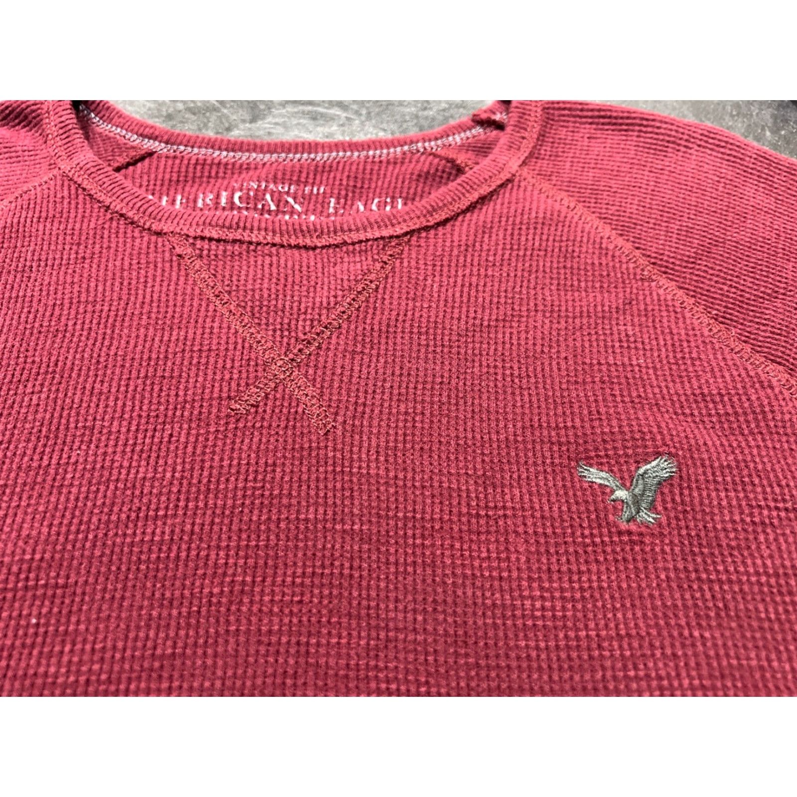 American Eagle Outfitters American Eagle Mens Maroon Waffle Knit Crew Neck Pullover Long Sleeve M Size US M / EU 48-50 / 2 - 3 Thumbnail