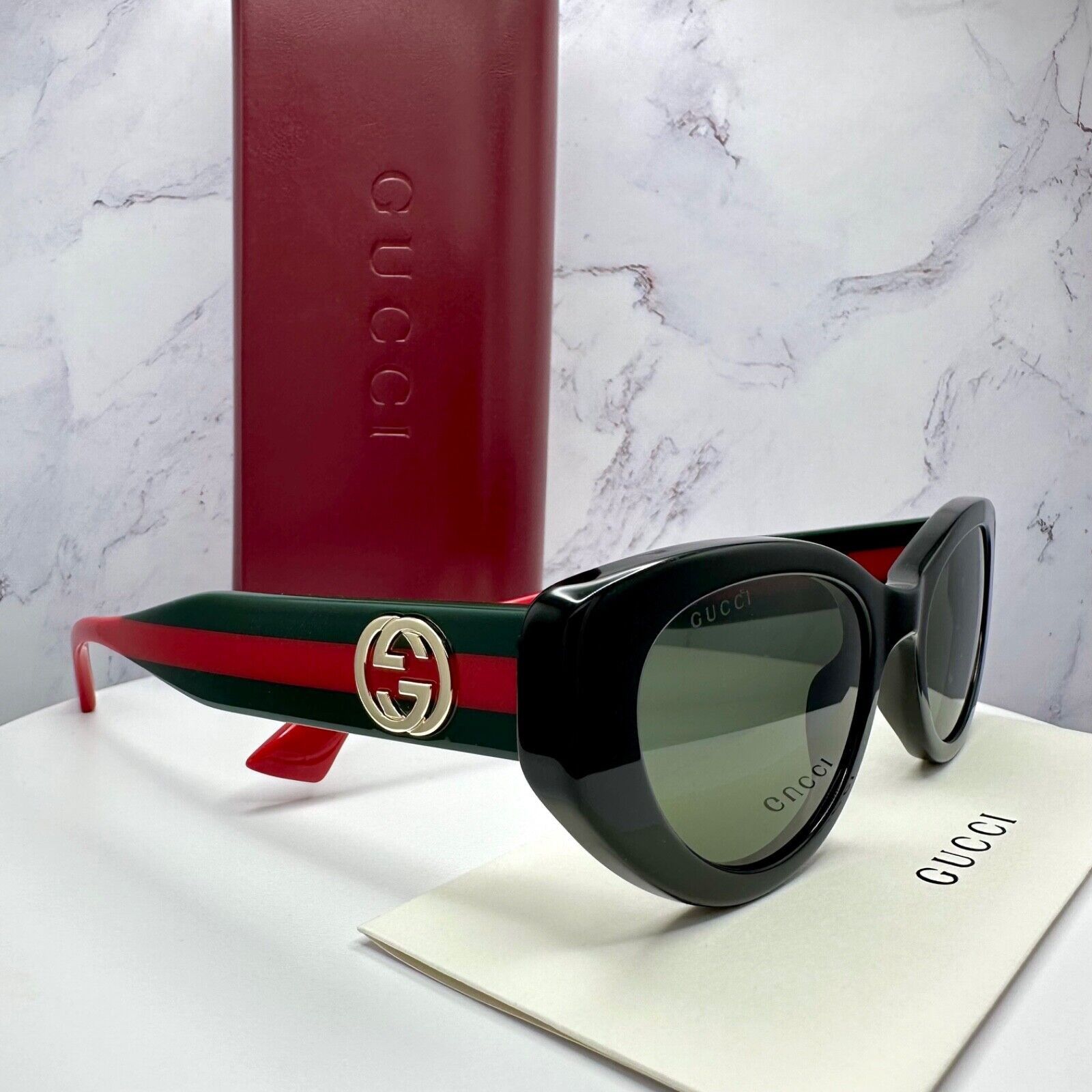 Gucci GUCCI Sunglasses Black Newest Collection Metal Logo Cat Eye Size ONE SIZE - 22 Thumbnail