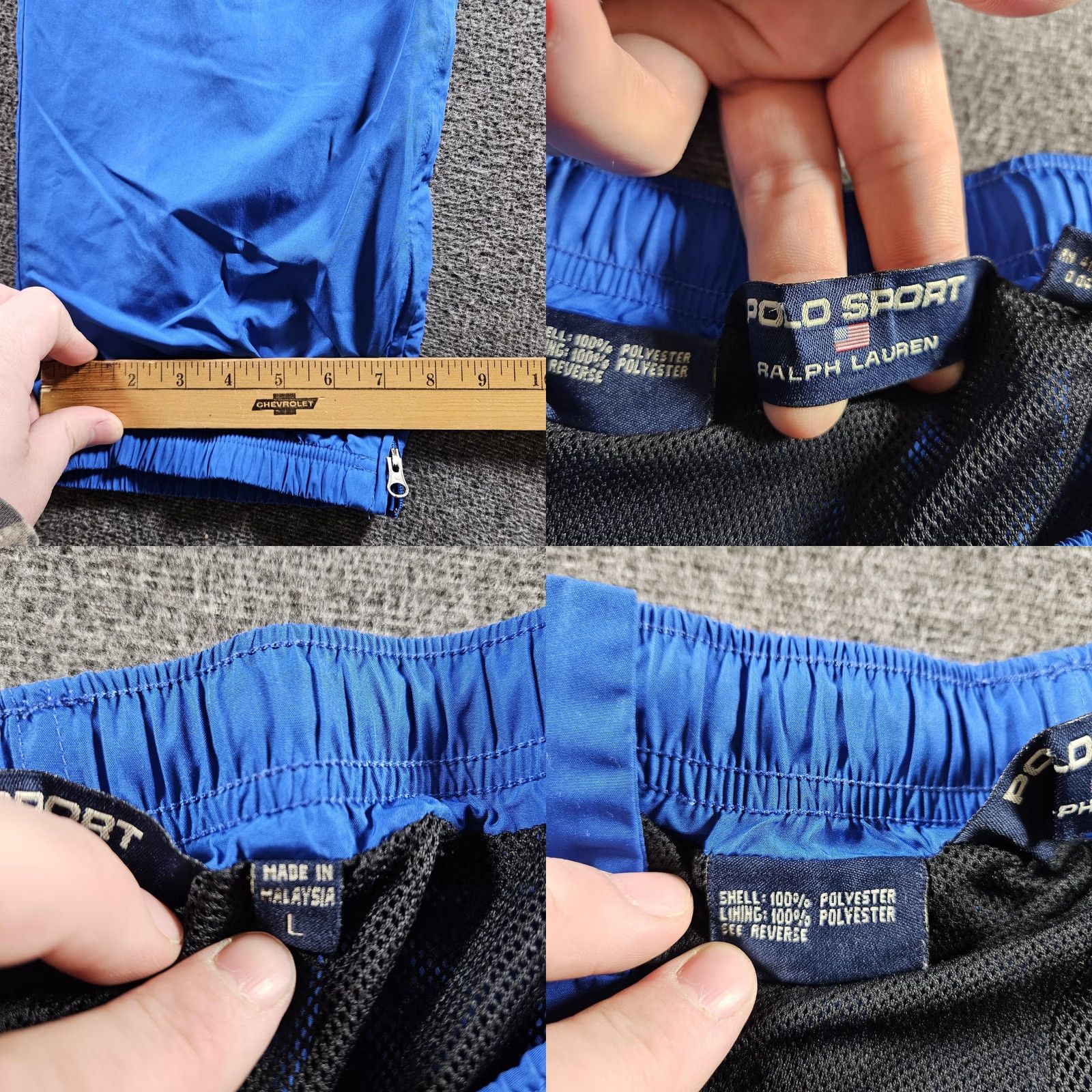 Polo Ralph Lauren Polo Sport Ralph Lauren Track Pants Mens L Blue Elastic Cuff Zip Pocket Tapered Leg 100% Polyester Athletic Activewear Regular Inseam 30in Vintage No Size US L / EU 52-54 / 3 - 8 Thumbnail
