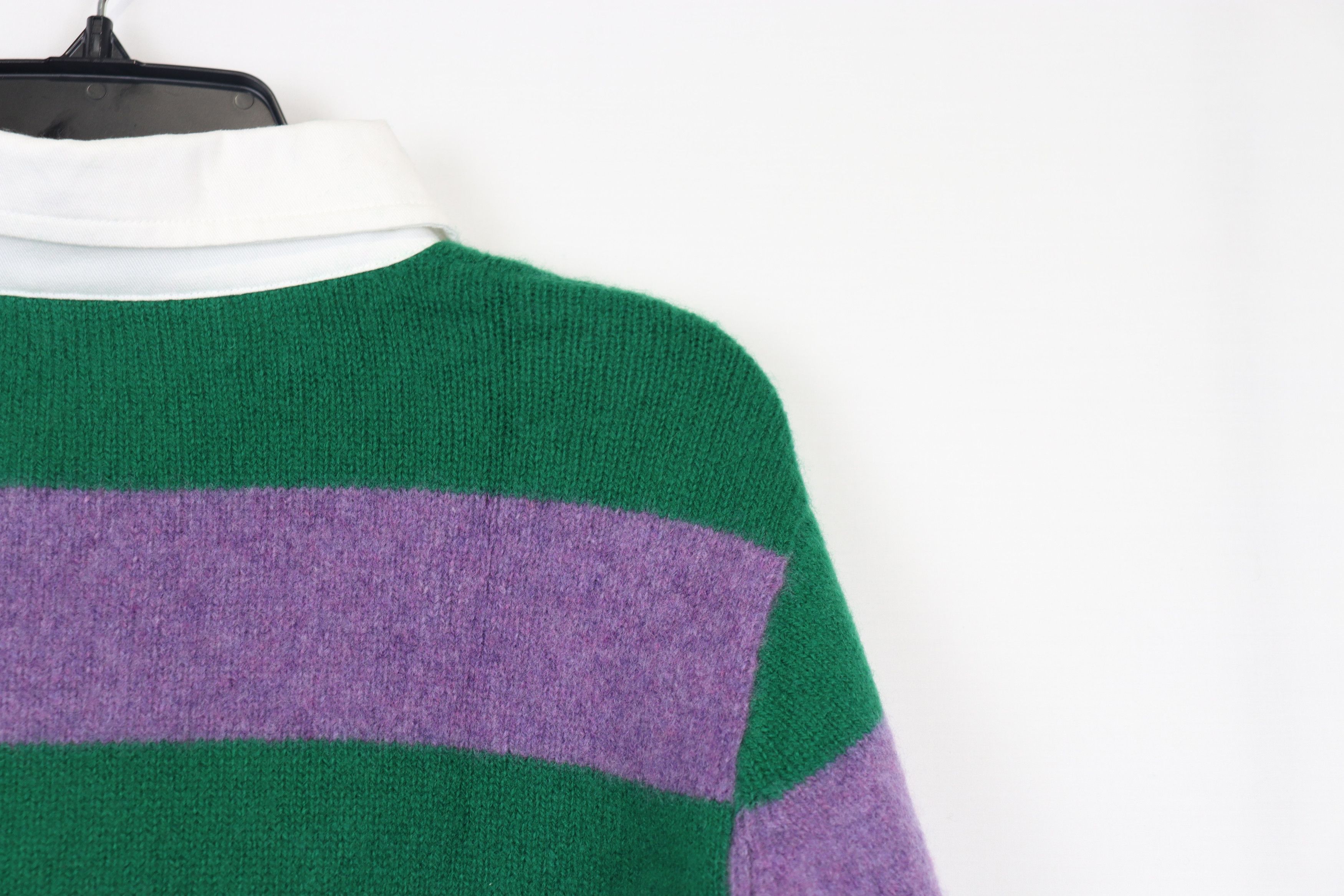 The Elder Statesman o1rshd11223 Mordechai Henley Rugby Kelly Green/Amethyst Size US M / EU 48-50 / 2 - 11 Thumbnail