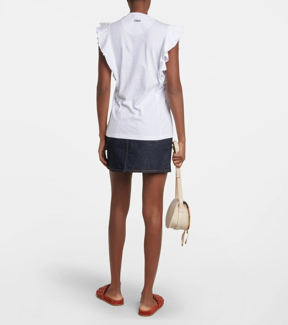 Chloe o1y0825 Short Sleeves T-Shirt in White Size L / US 10 / IT 46 - 4 Thumbnail