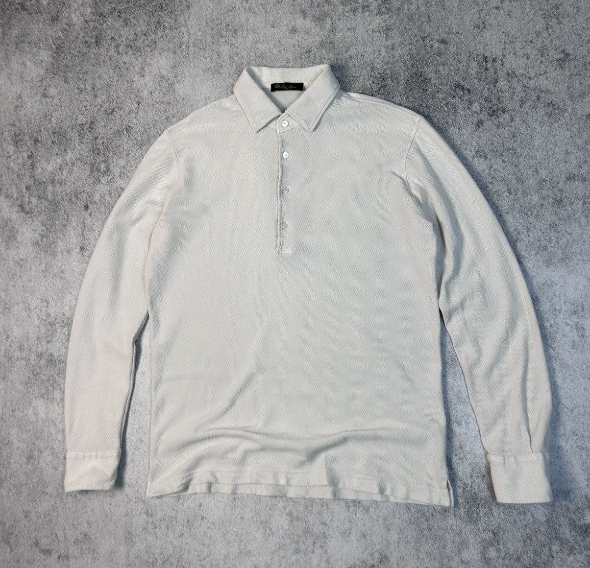 Loro Piana Luxury Loro Piana White Long-Sleeve Polo Made in Italy Size US XL / EU 56 / 4 - 2 Thumbnail