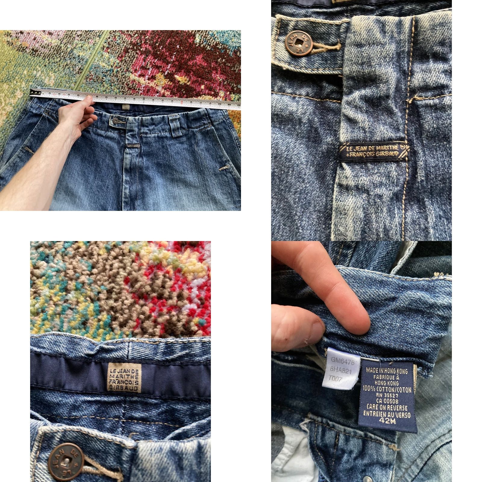 Vintage VINTAGE Girbaud Jeans Mens 42x33 Baggy Wide-Leg Denim Blue 90s Grunge Hip Hop Punk Cargo Pocket Zipper Button Fastening Navy/Blue Size US 42 / EU 58 - 8 Thumbnail