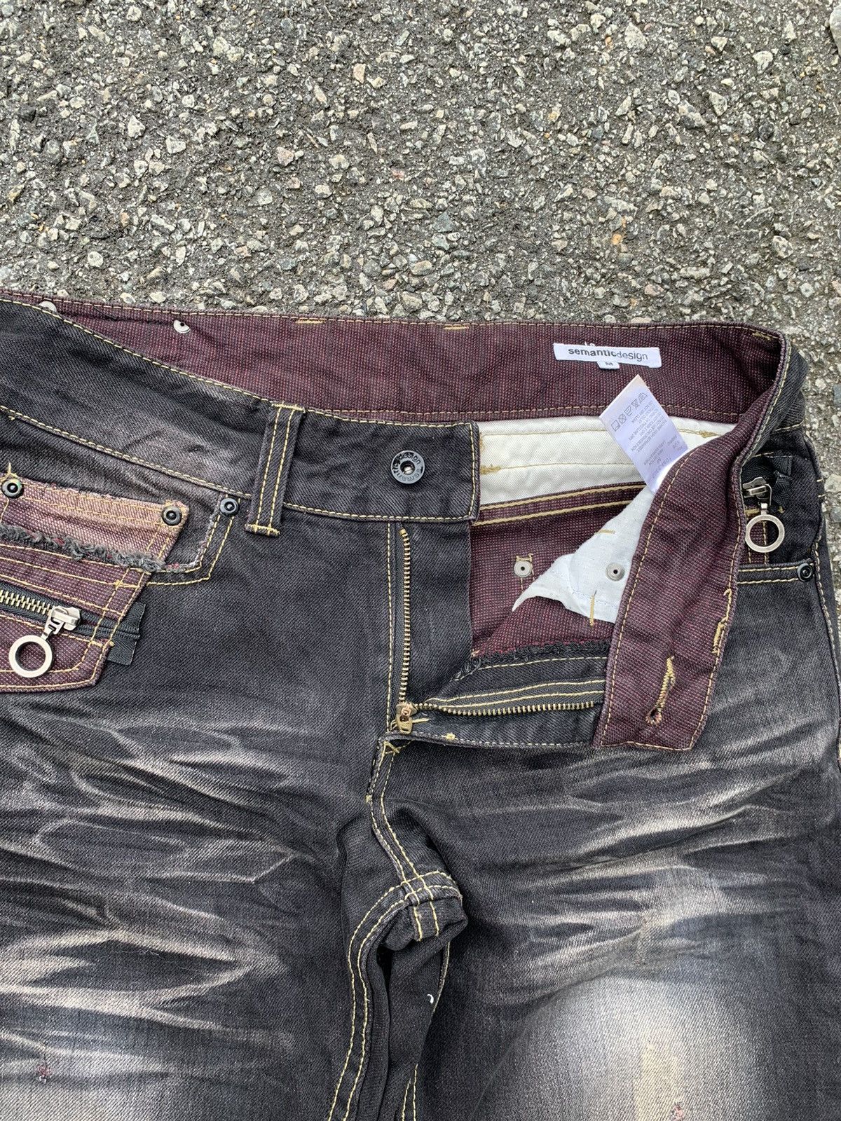 If Six Was Nine FLARE💥 SEMANTIC DESIGN PUNK STYLE MUDMAX DISTRESSED DENIM🎌☠️ Size US 31 - 9 Thumbnail