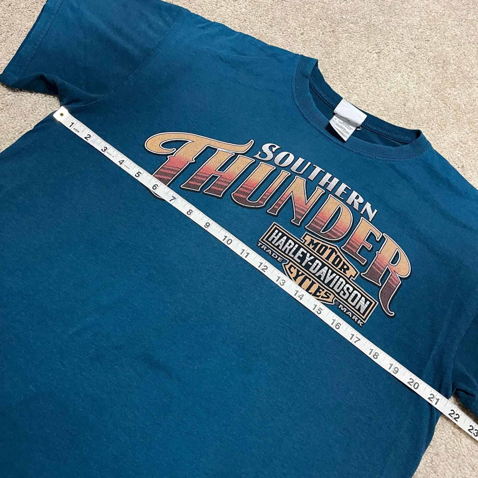 Harley Davidson Harley Davidson Southern Thunder Faded Turquoise Shirt Large Size US L / EU 52-54 / 3 - 6 Thumbnail