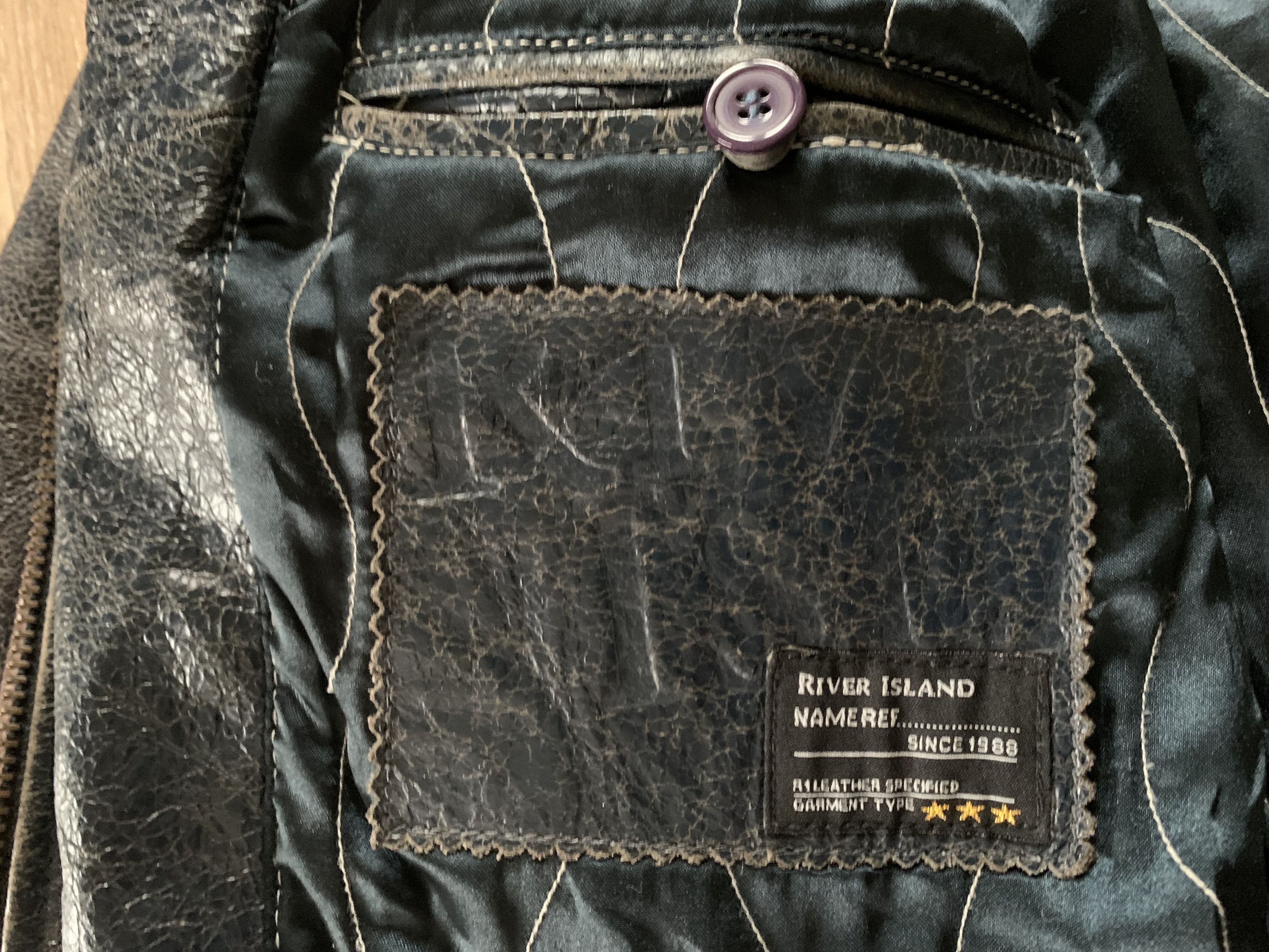 River Island Vintage River Island Leather Biker Stripe Jacket Size US S / EU 44-46 / 1 - 7 Thumbnail