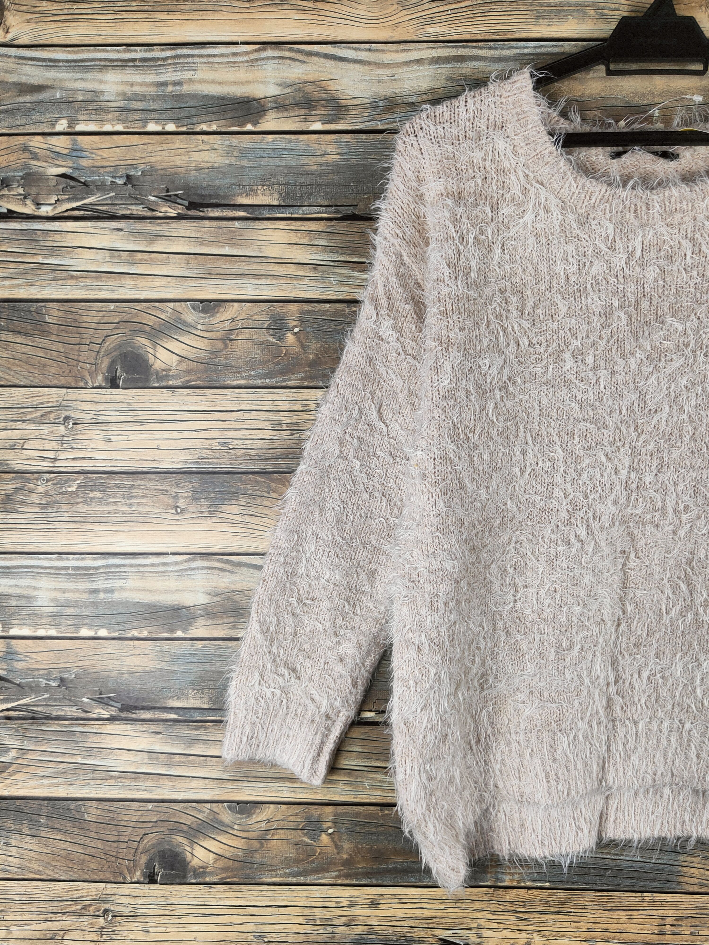 Japanese Brand DL One Way Light Peach Fur Mohair Knitwear #46-462 Size M / US 6-8 / IT 42-44 - 3 Thumbnail