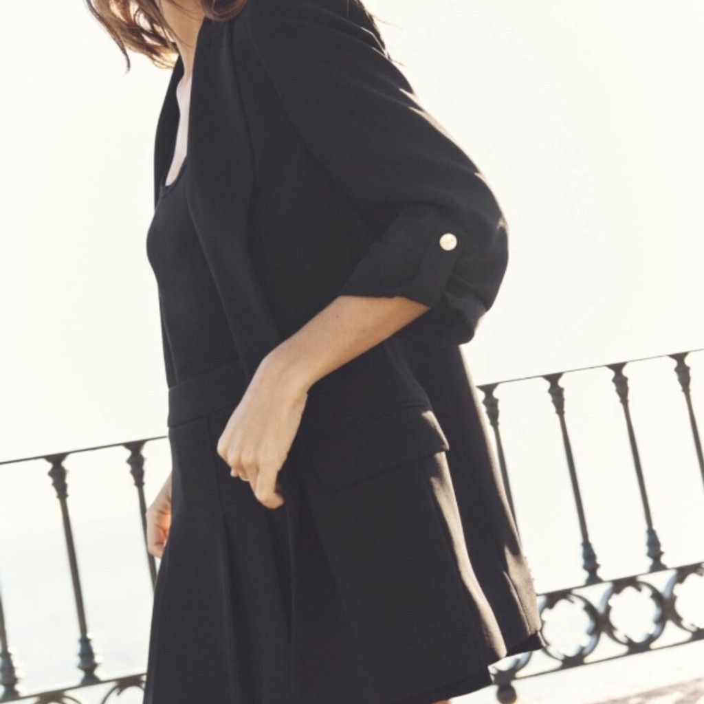 Zara 🖤 ZARA Open Front Blazer With Rolled-Up Sleeves | Size S Size S / US 4 / IT 40 - 3 Thumbnail