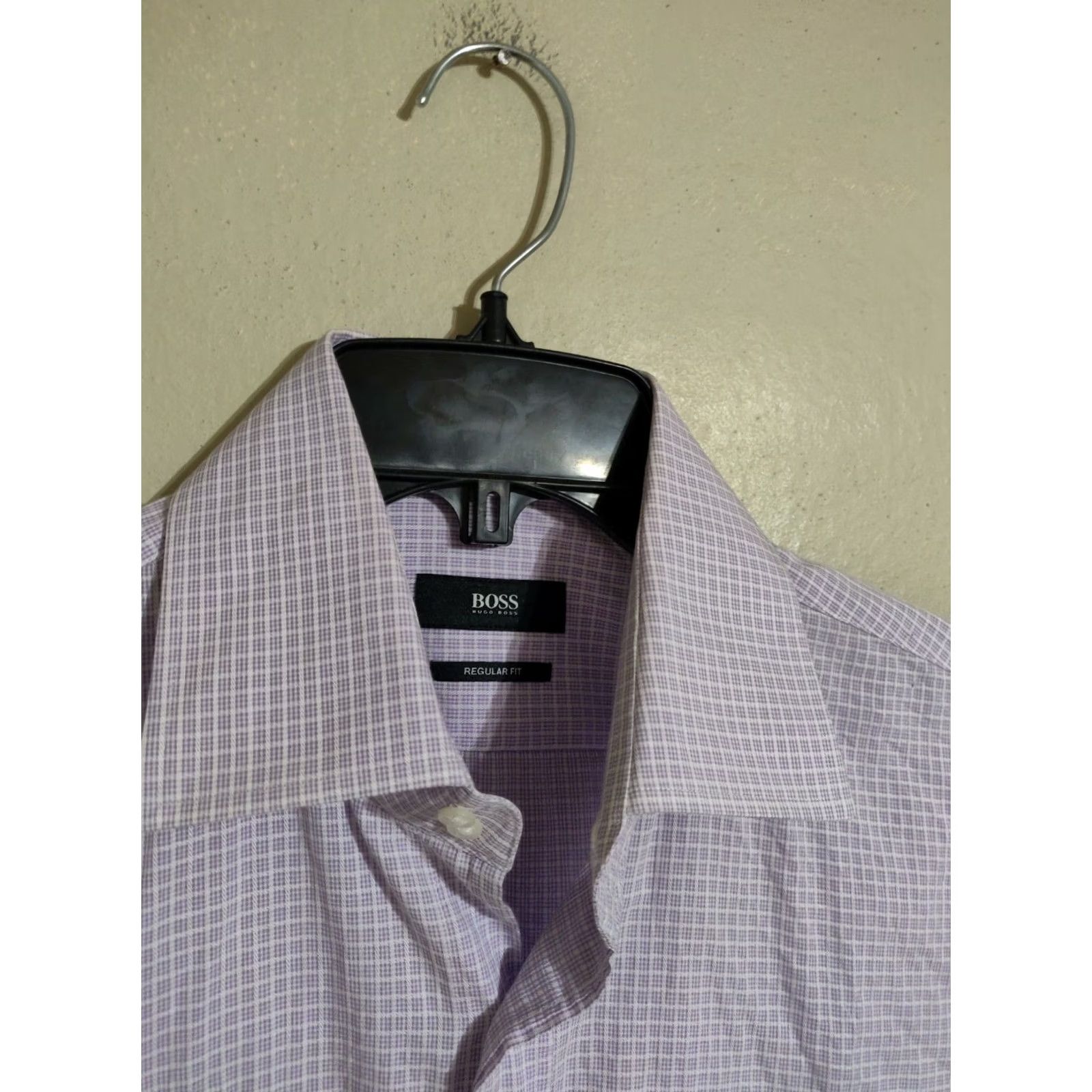 Hugo Boss Hugo Boss Regular Fit Purple Checkered L/S Button Dress Shirt - Men's 15.5 32/33 Size 42R - 2 Thumbnail