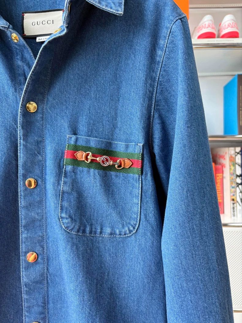 Gucci Gucci Classic horse buckle horsebit blue denim shirt Size US S / EU 44-46 / 1 - 2 Thumbnail