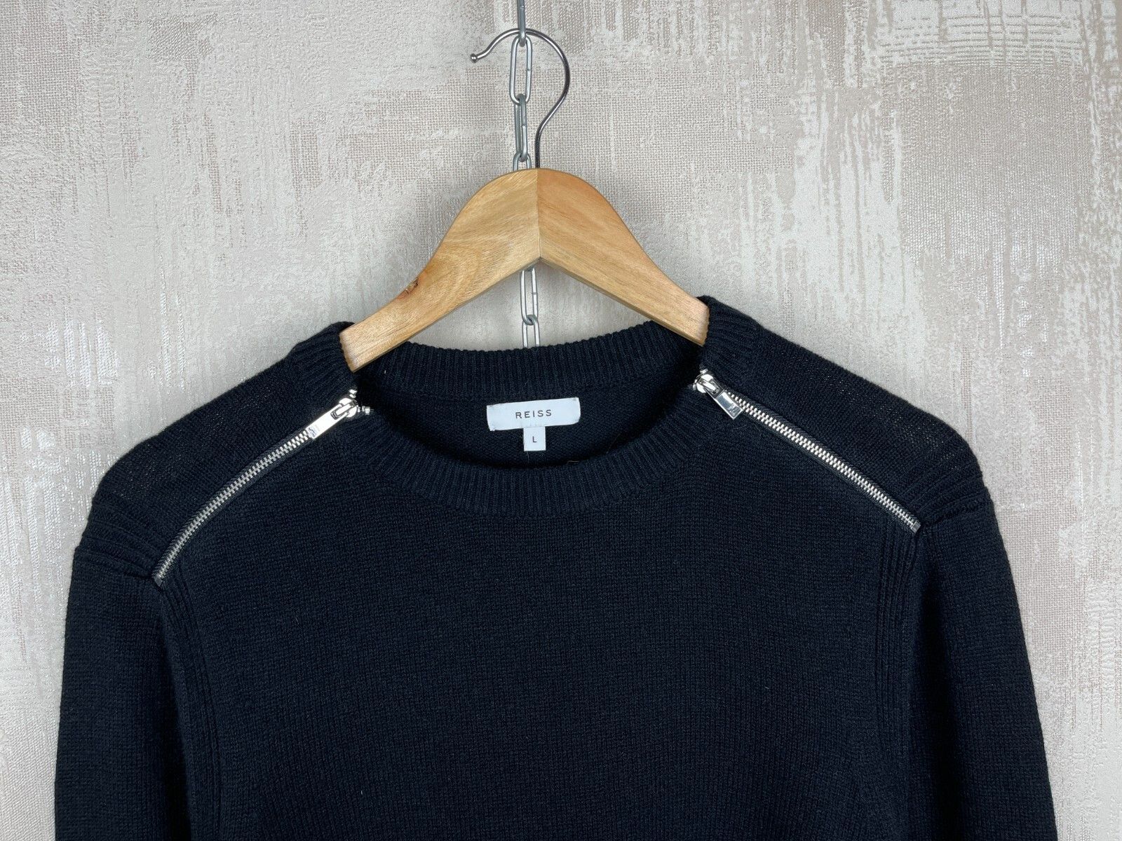 Reiss Reiss Crew Neck Shoulder Zip Sweater Nylon Wool Size US L / EU 52-54 / 3 - 3 Thumbnail