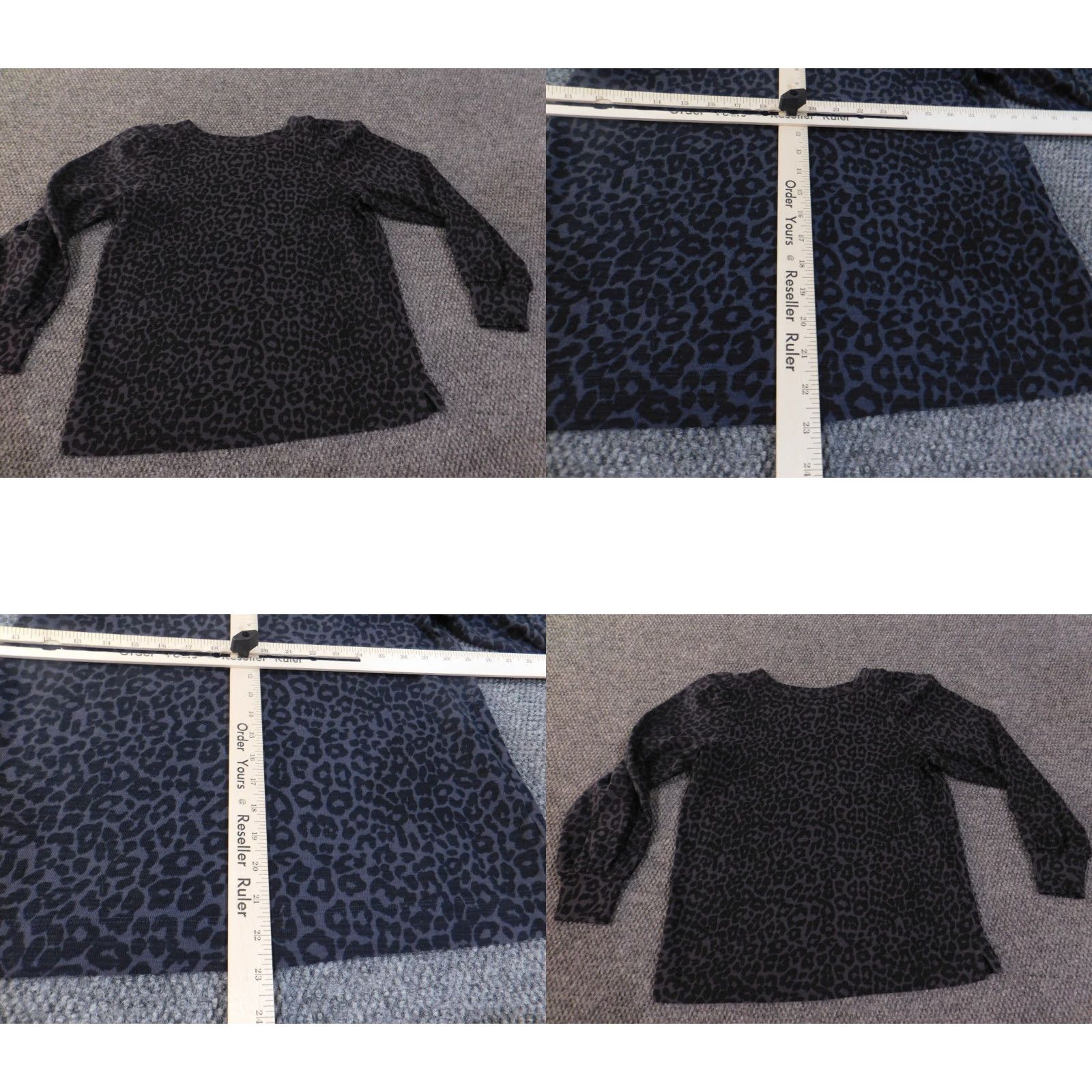Ann Taylor Loft Animal Print Knit Pullover Blouse Womens Medium Gray Stretch Cotton Knit Round Neck Long Sleeve Casual Size M / US 6-8 / IT 42-44 - 8 Thumbnail