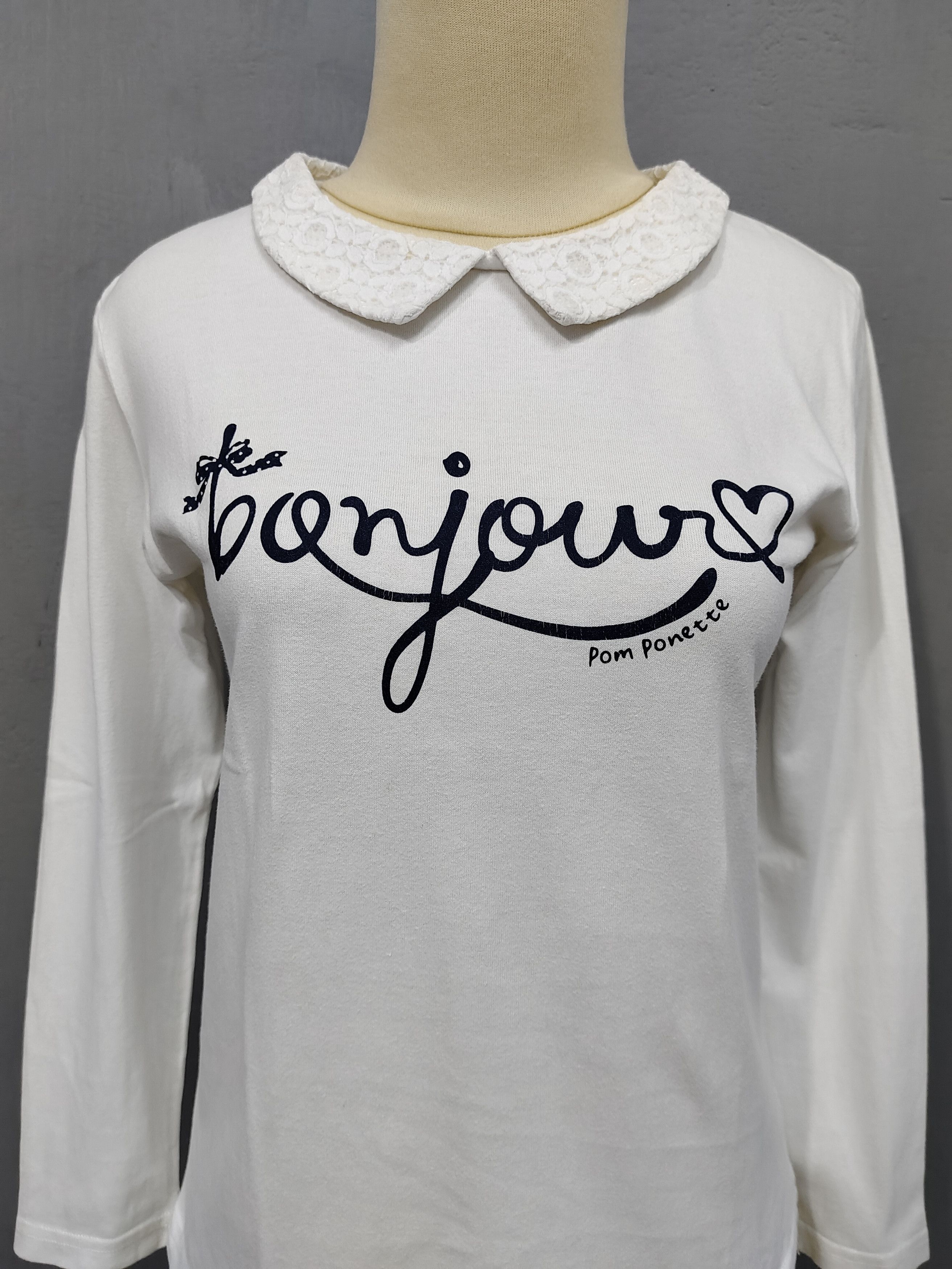 Angel Blue 2000s Pom Ponette🇯🇵 Bonjour Script Peter Pan Lace Collar Size M / US 6-8 / IT 42-44 - 2 Thumbnail