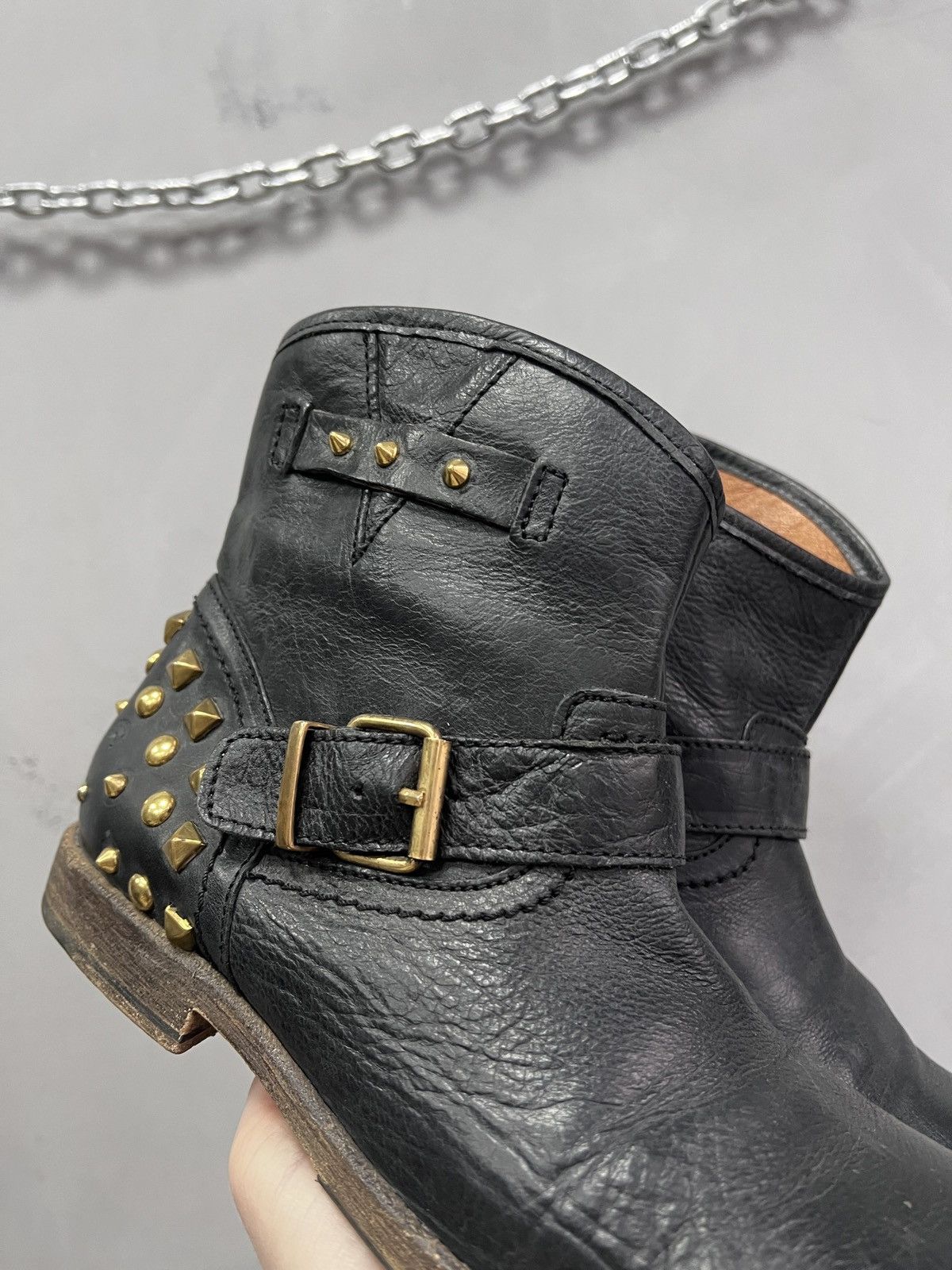 Hedi Slimane Black Leather Archive Ankle Boots studded hedi slimane style Size US 7.5 / EU 40-41 - 3 Thumbnail