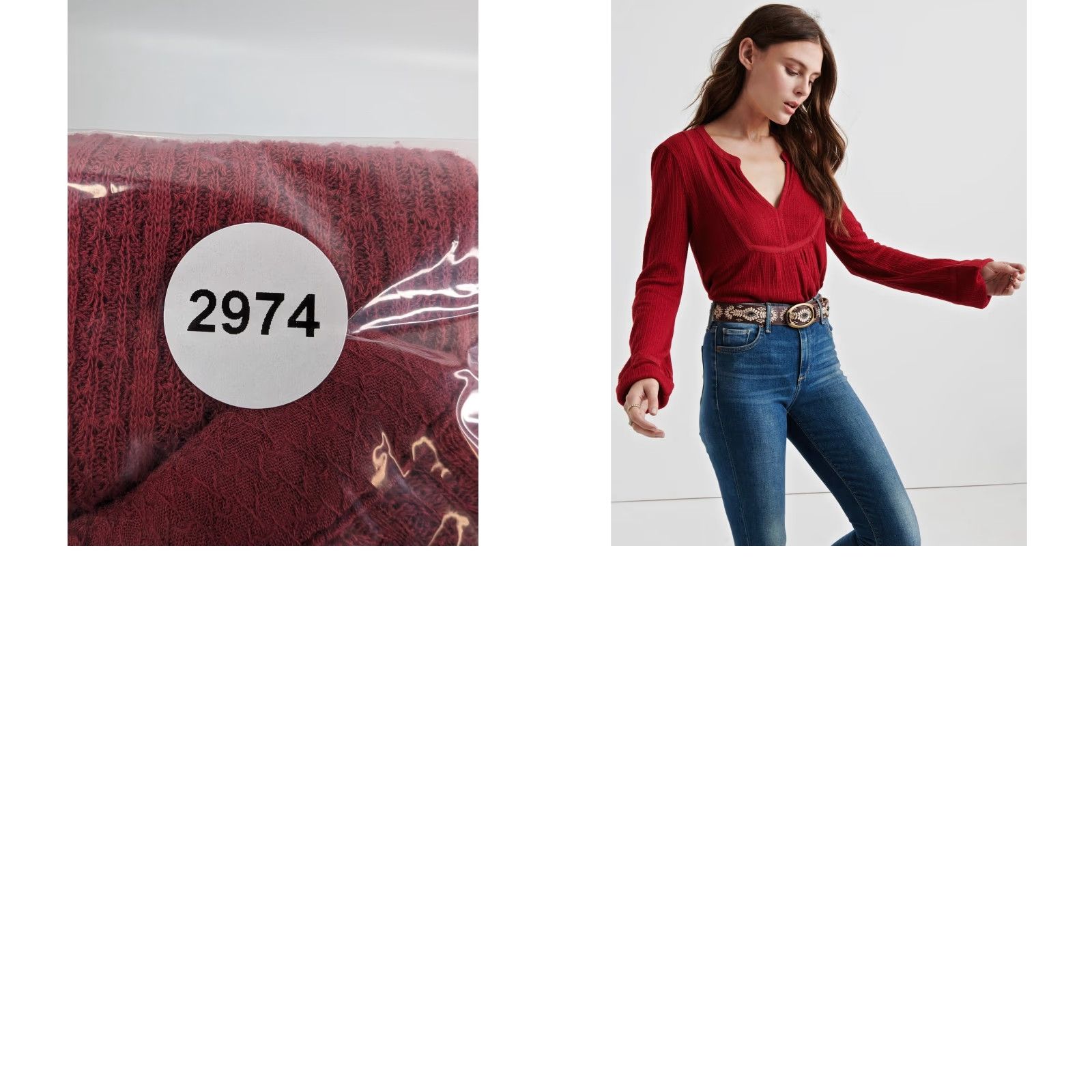Lucky Brand Lucky Brand Blouse Womens Small Red Drop Needle Peasant V-Neck Long Sleeve Balloon Sleeve Floral Top 7W64388 XS? Size S / US 4 / IT 40 - 9 Thumbnail