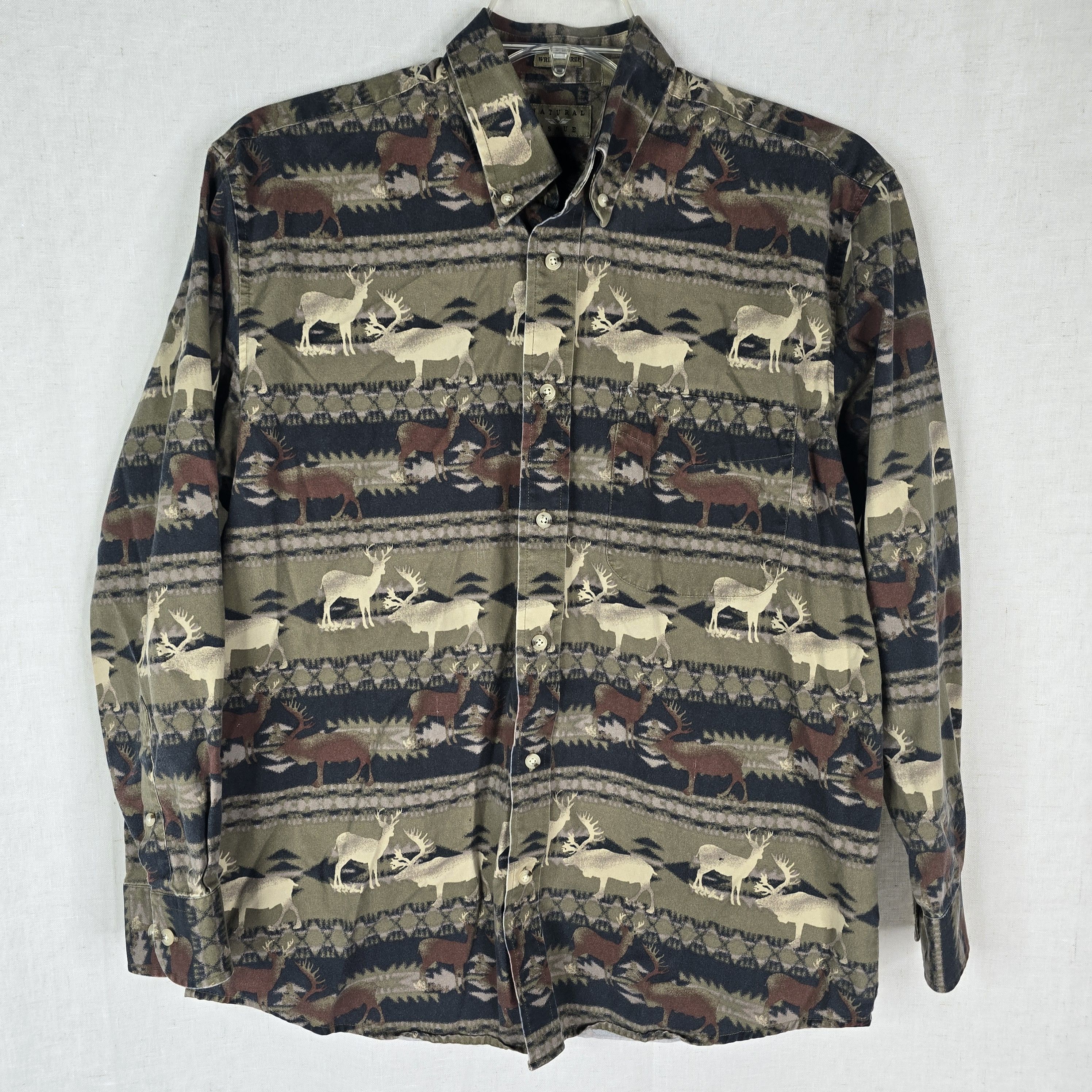 Natural Issue Natural Issue Mens Medium Deer Elk Aztec Y2k Button Up Size US M / EU 48-50 / 2 - 1 Thumbnail