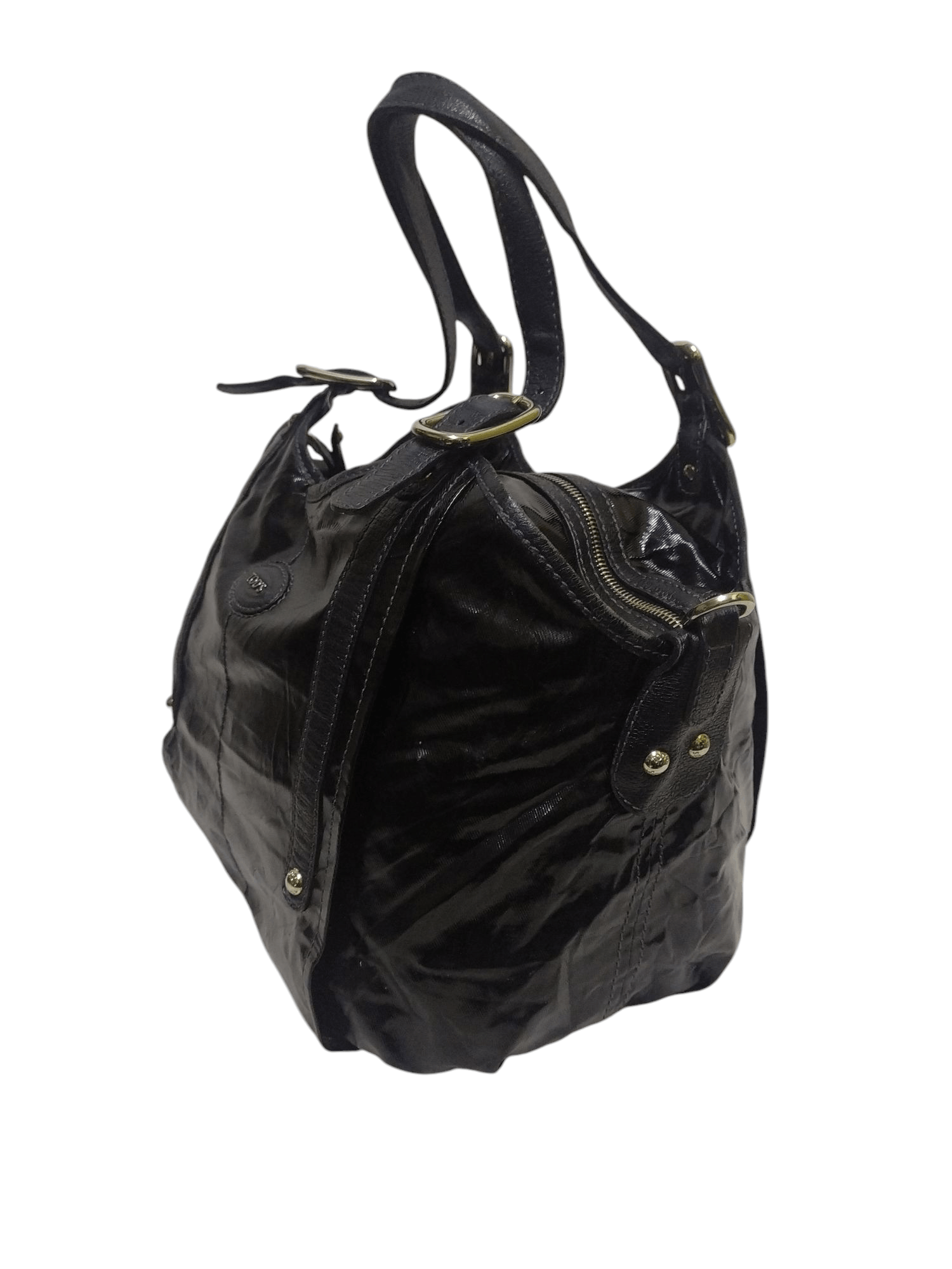 Tod's TOD'S Black Leather Trim Black Front Logo 2 Way Shoulder Bag Size ONE SIZE - 2 Thumbnail