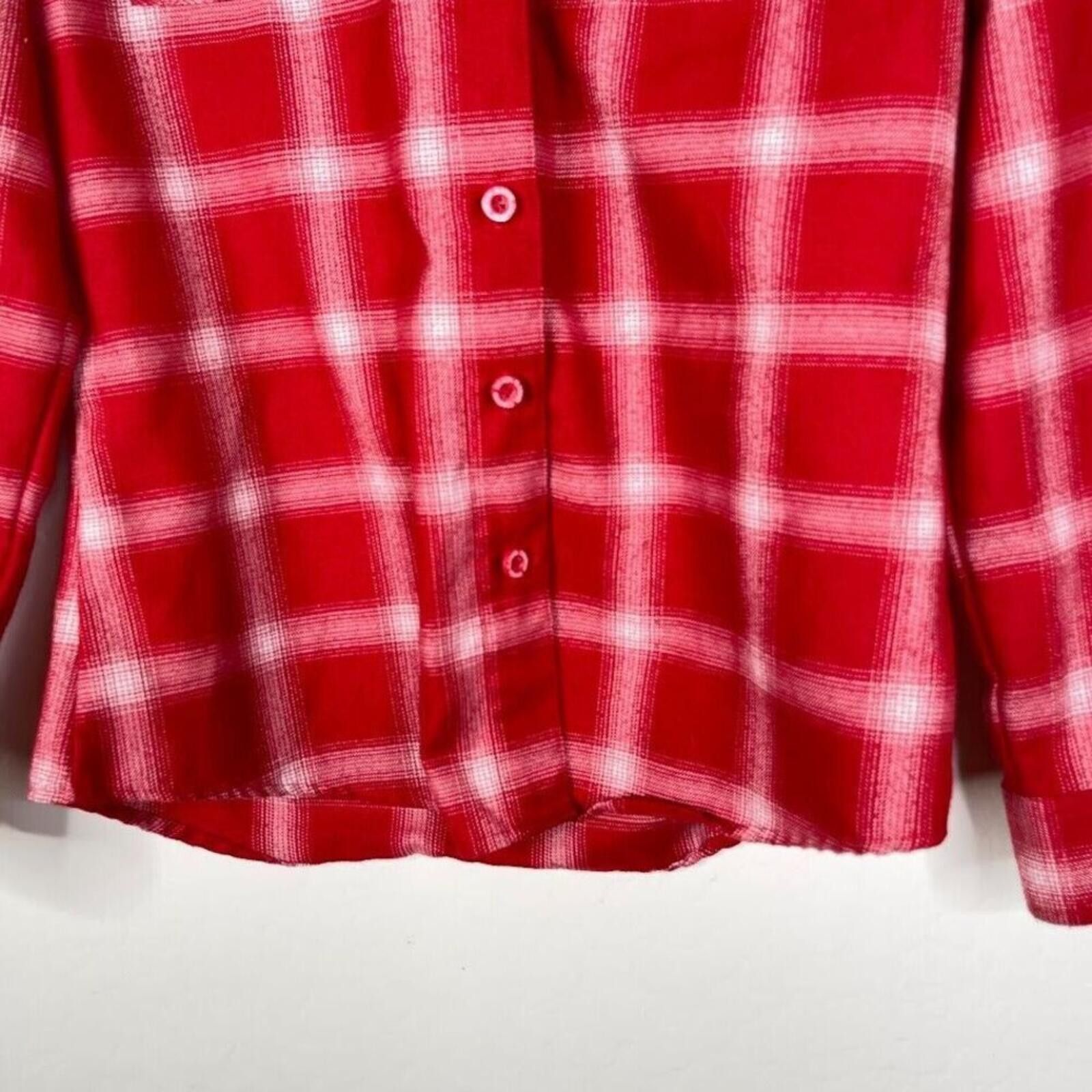 Dixxon DIXXON Red and White Plaid Button-Down Shirt Size M / US 6-8 / IT 42-44 - 3 Thumbnail