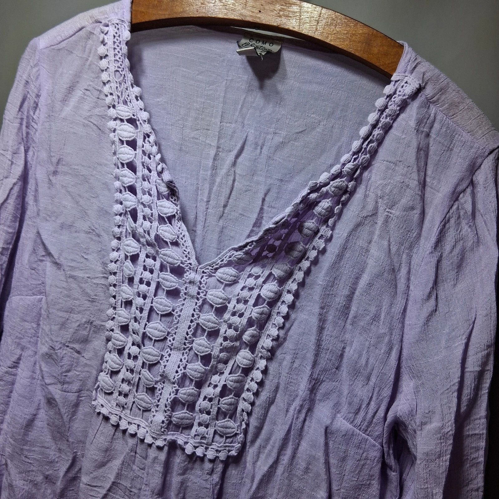 Other Como Vintage Boho Cottagecore Lavender Crochet Lace Top M Size M / US 6-8 / IT 42-44 - 2 Thumbnail