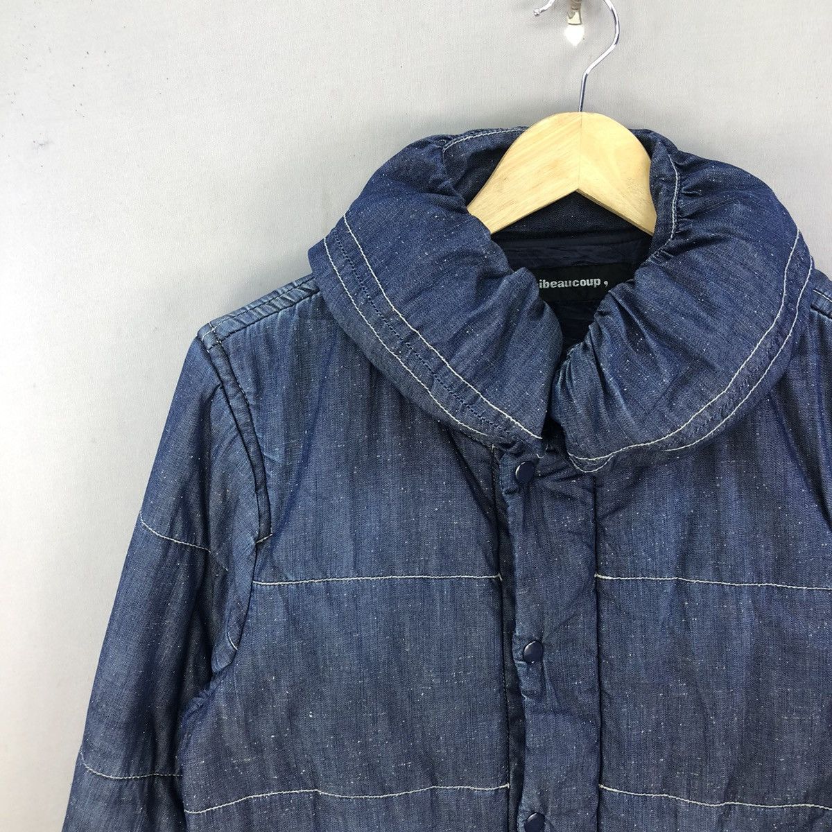 Issey Miyake Vintage Mercibeaucoup Pillow Neck Indigo Dye Bomber Jacket Size US S / EU 44-46 / 1 - 2 Thumbnail