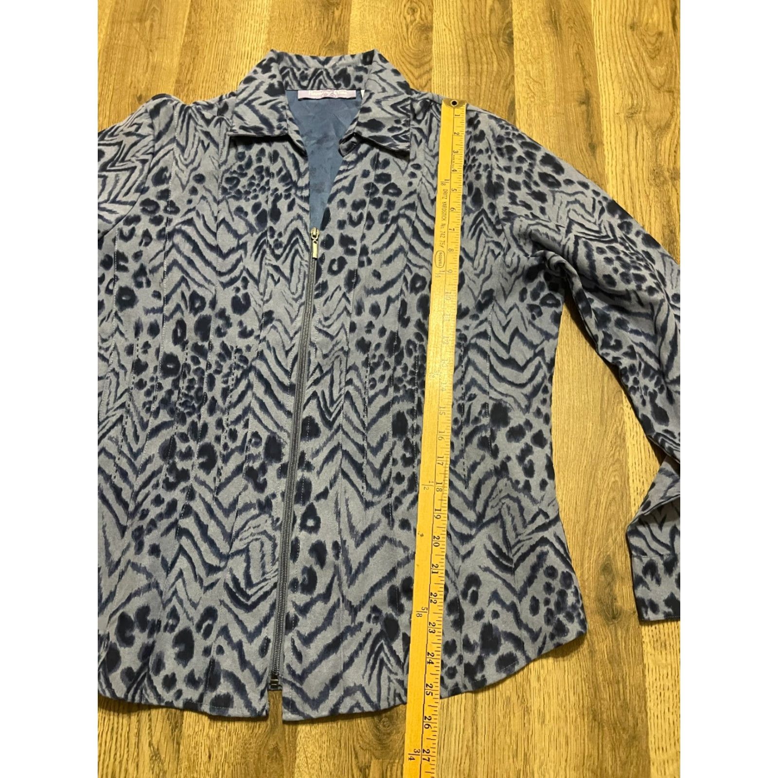 Harmony Harmony & Vine Shirt Women's Large Blue Black Full Zip Animal Print Casual Modern Bag? Wait. Size L / US 10 / IT 46 - 6 Thumbnail