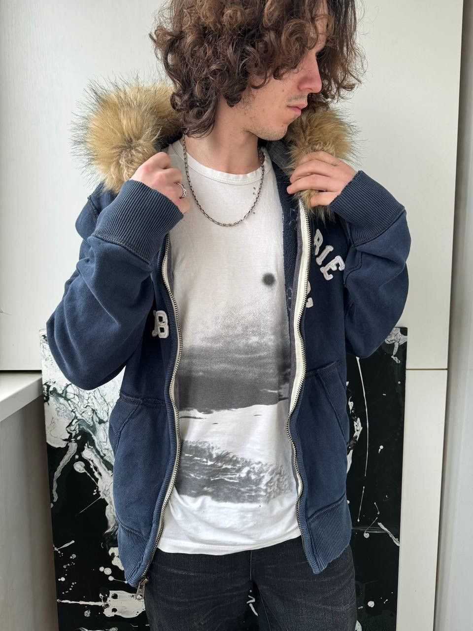 image of Abercrombie Fitch x Avant Garde Japanese Fur Hood Ifsixwasnine Lgb Styled Sweatshirt Hoodie in Dark