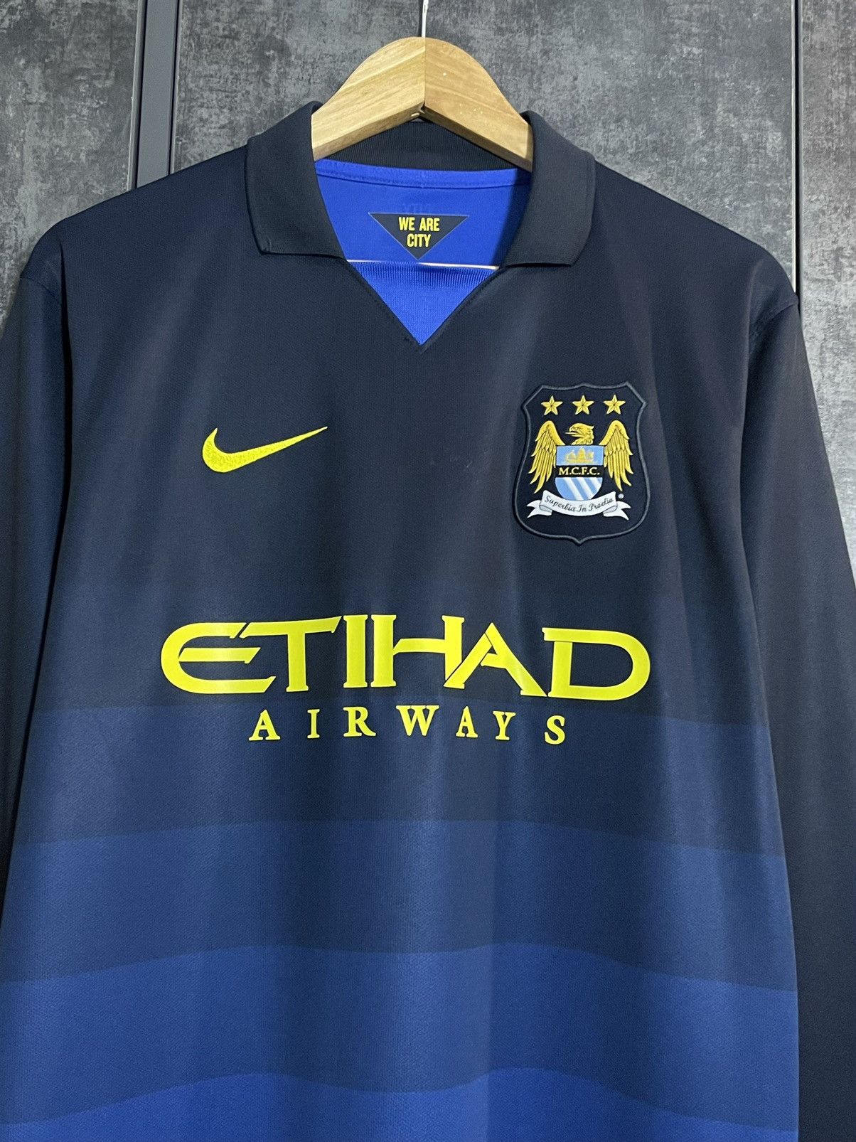 Nike Rare 2014 Nike Manchester City Long Sleeve Soccer Jersey Size US M / EU 48-50 / 2 - 5 Thumbnail