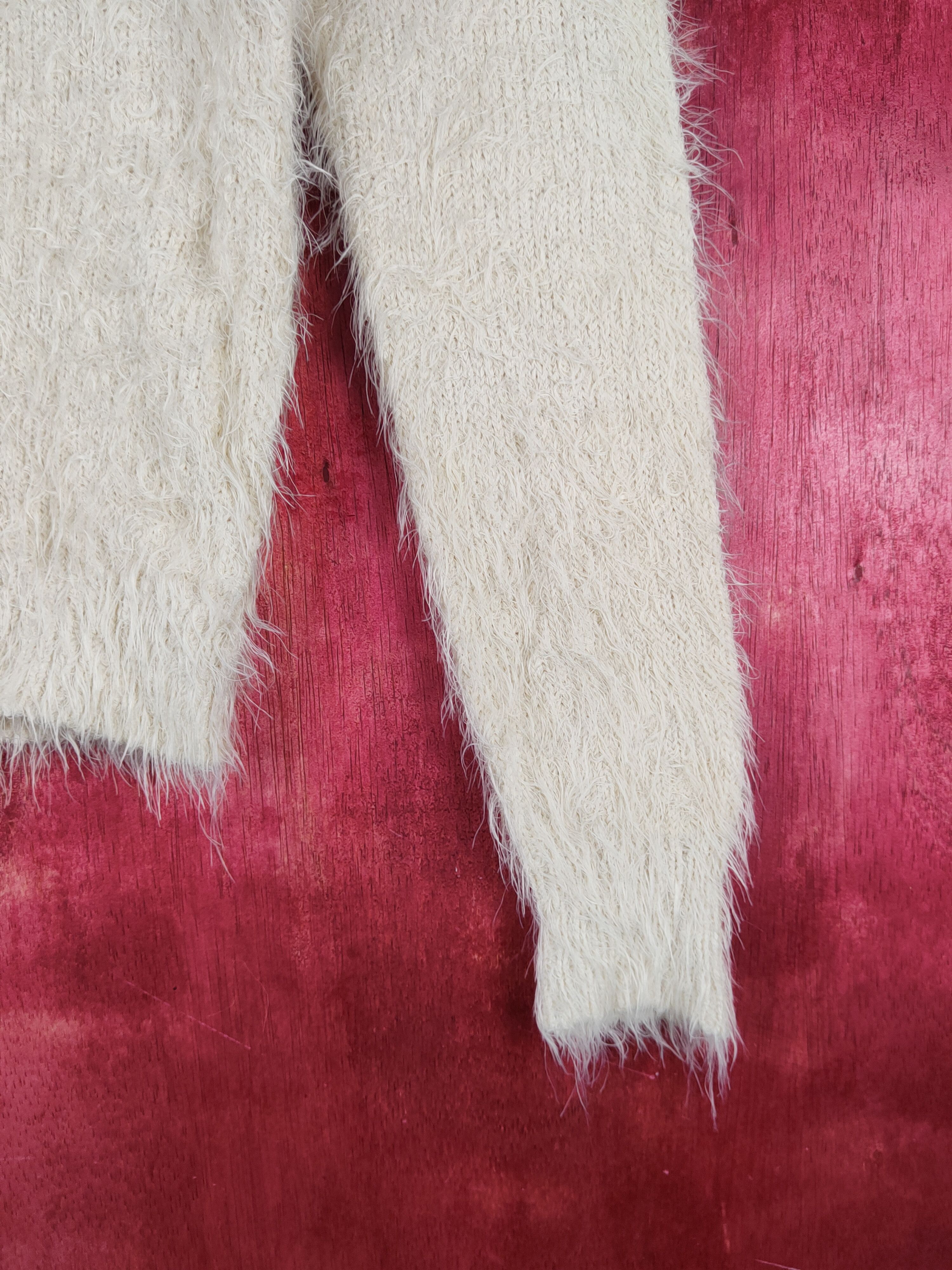 Homespun Knitwear C.o.l.z.a Cream Shag Shaggy Fur Mohair Knitwear #S2058 Size M / US 6-8 / IT 42-44 - 7 Thumbnail